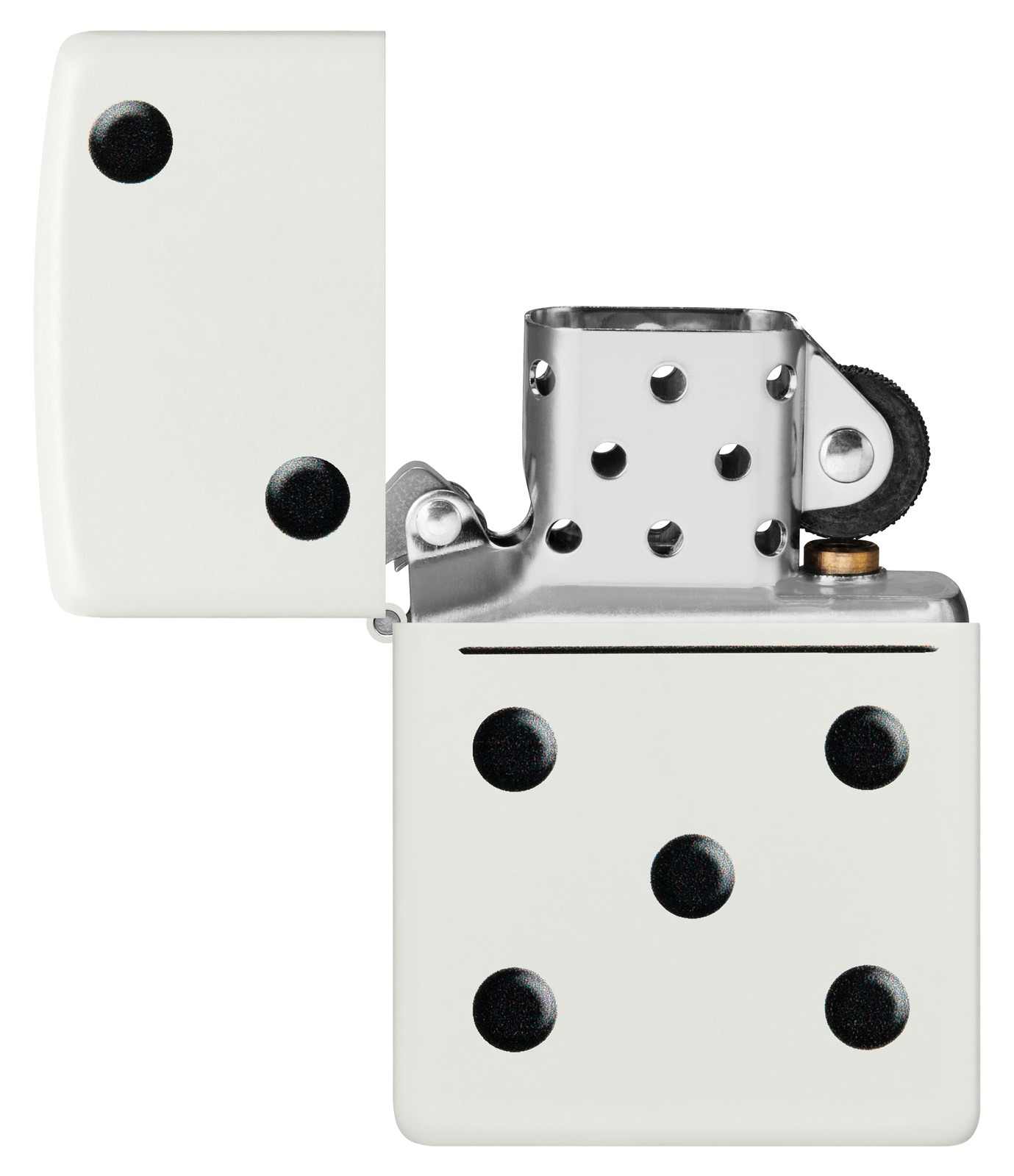 Zippo Domino Design White Matte Windproof Pocket Lighter, 46159