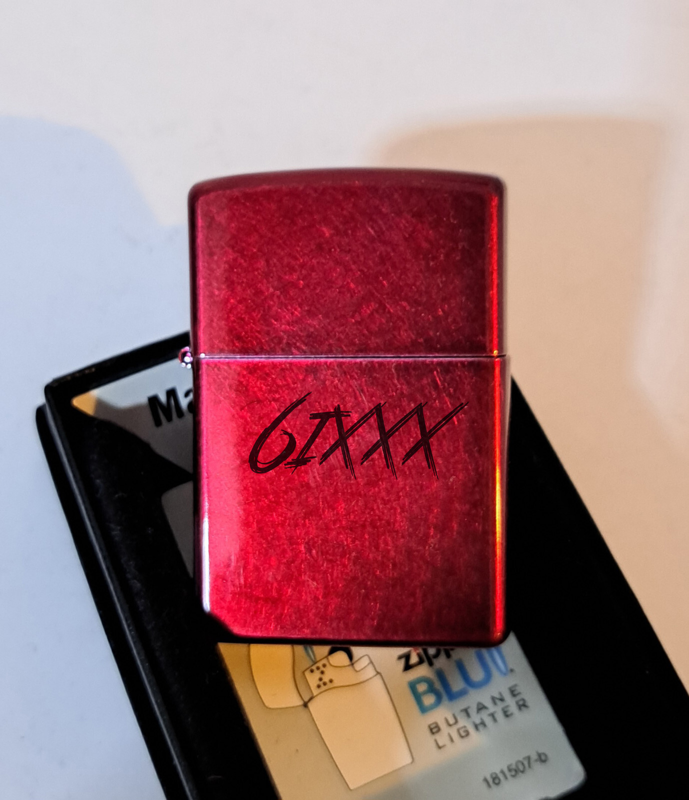 Custom Engraved Candy Apple Red Zippo Lighter / Personalized with your Text