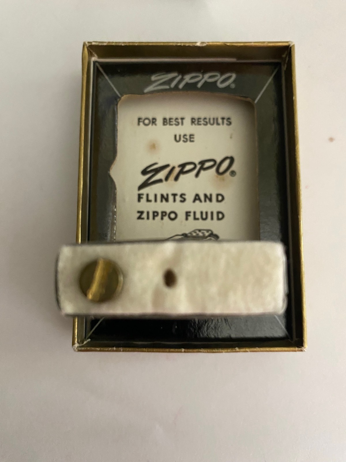 VINTAGE 1969 „BP GASOLINE“ ZIPPO ADVERTISING LIGHTER WITH BOX AND PAPER INSERT