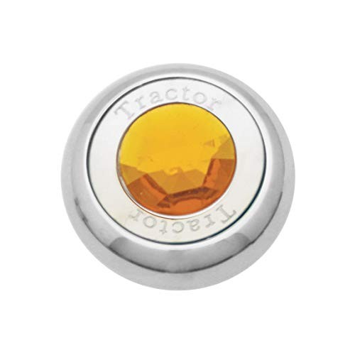 95370 Screw-in Chrome Plated Aluminum Knob w Jewel Amber Tractor