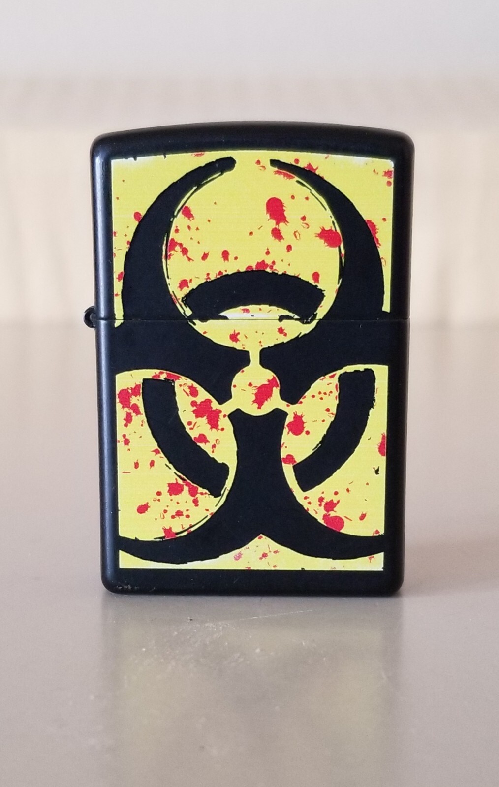 Zippo Hazardous Biohazard Black Matte/Multi Color Lighter, Works. [K1 59]