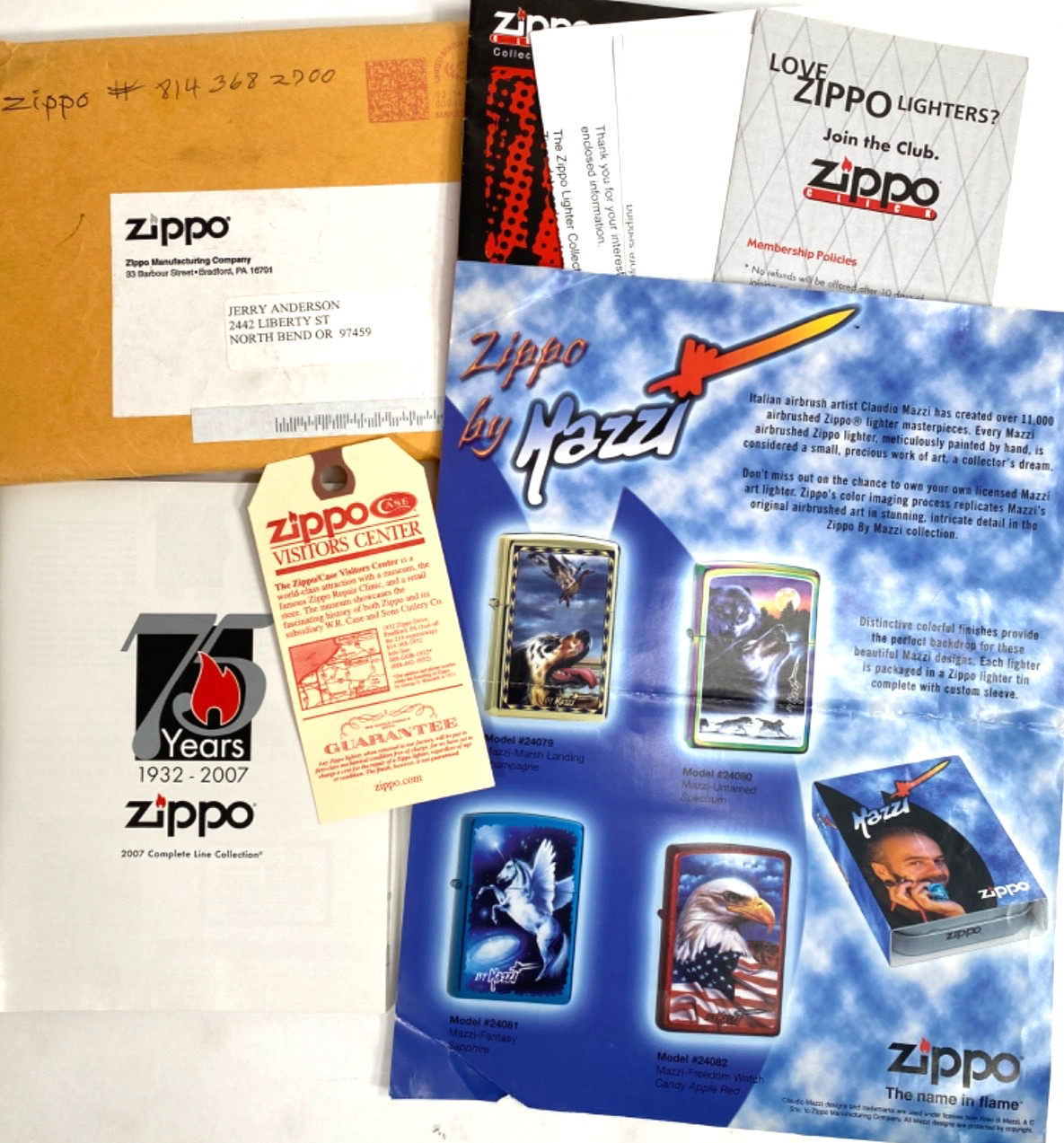 2007 ZIPPO LIGHTERS CATALOG and other advertising material 75TH ANNIVERSARY