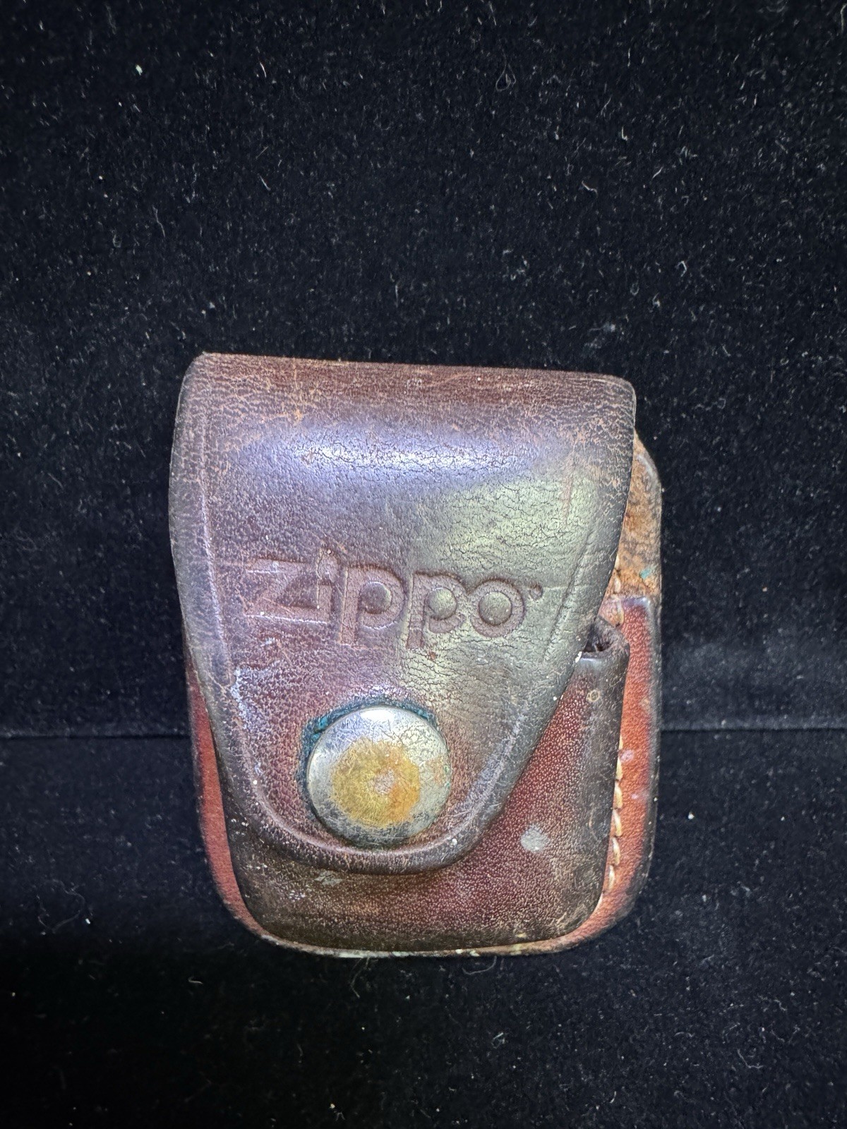 Zippo vintage Lighter K XII Black with brown leather belt holder USA tobacco
