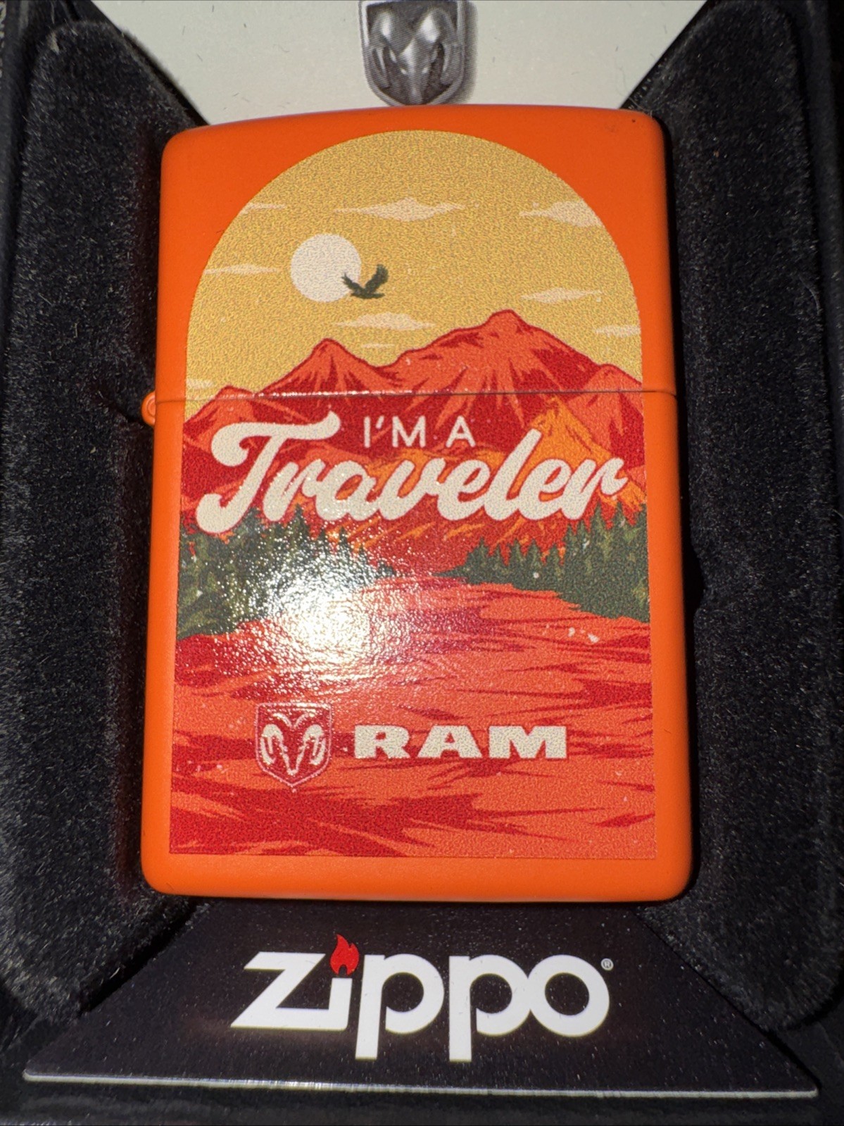 Orange Ram Truck I’m A Traveler Zippo