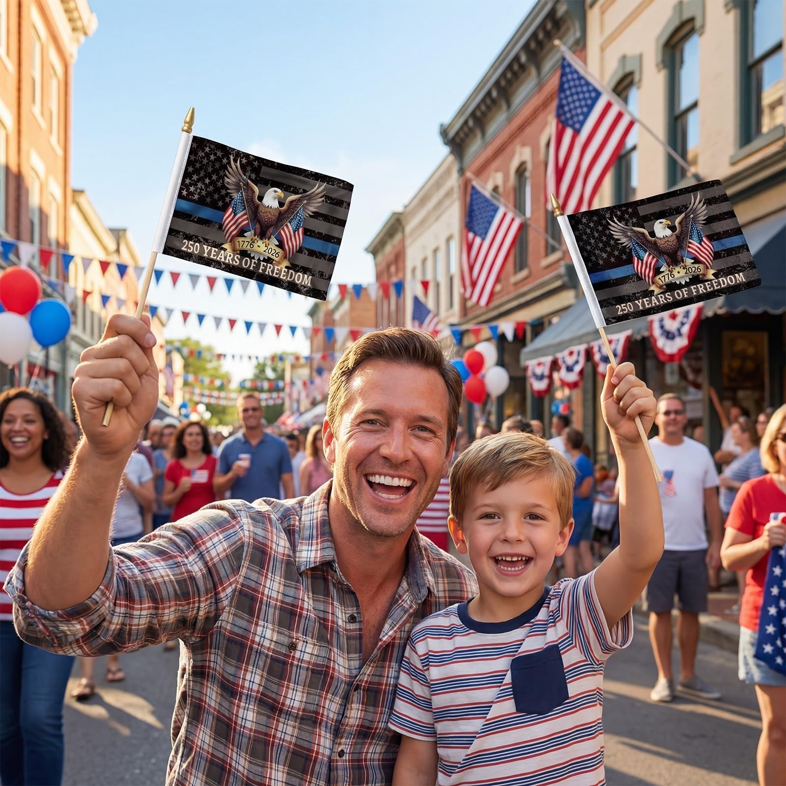 3Pcs 250th anniversary usa Flag 3×5（Includes two hand-waving flags）