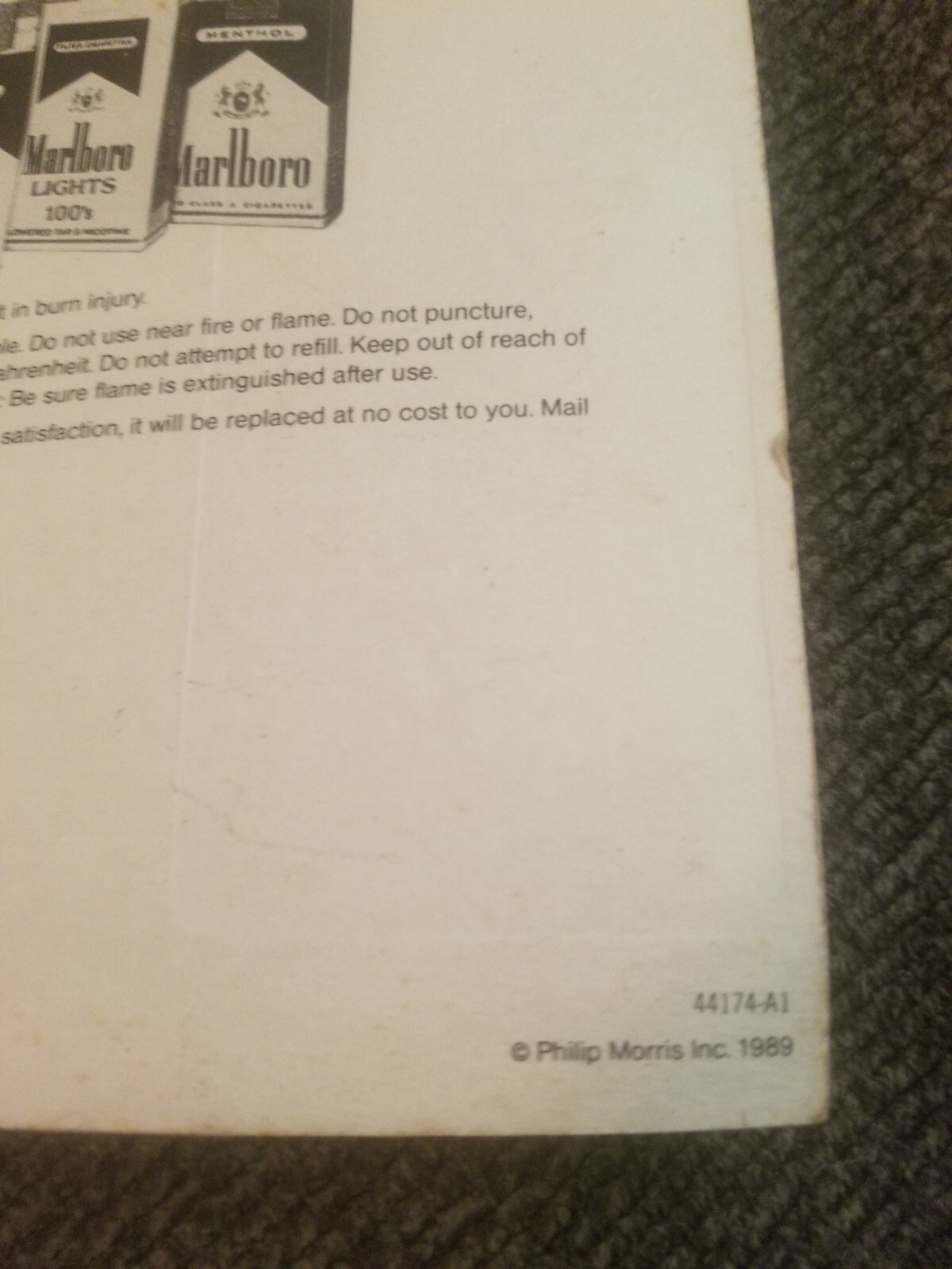 Marlboro Lighter 1989 Cowboy Lighting Cigarette. Carded
