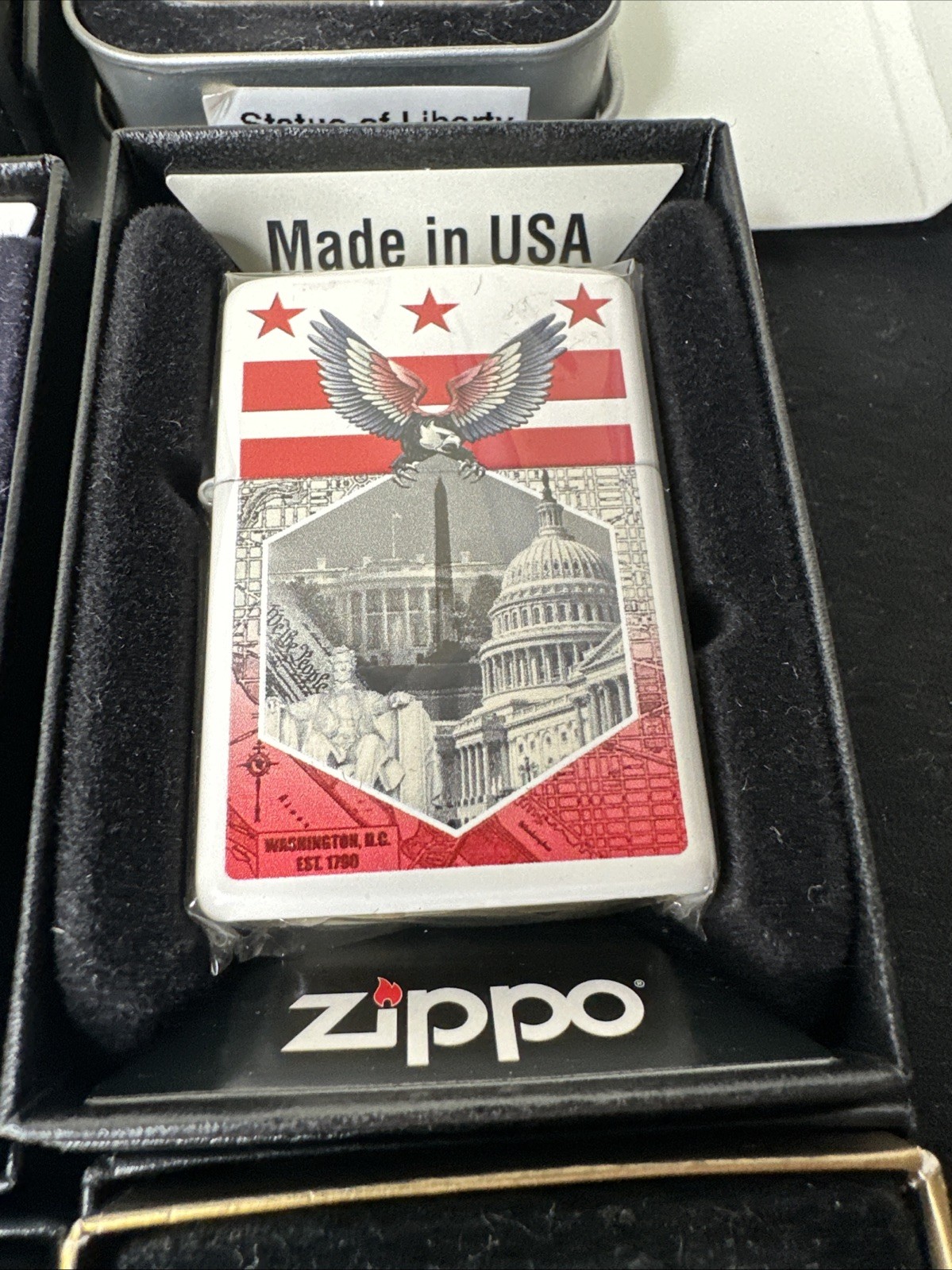 9 Zippo Lighters – Patriotic America Themed Flag, Statue Of Liberty Bald Eagle +
