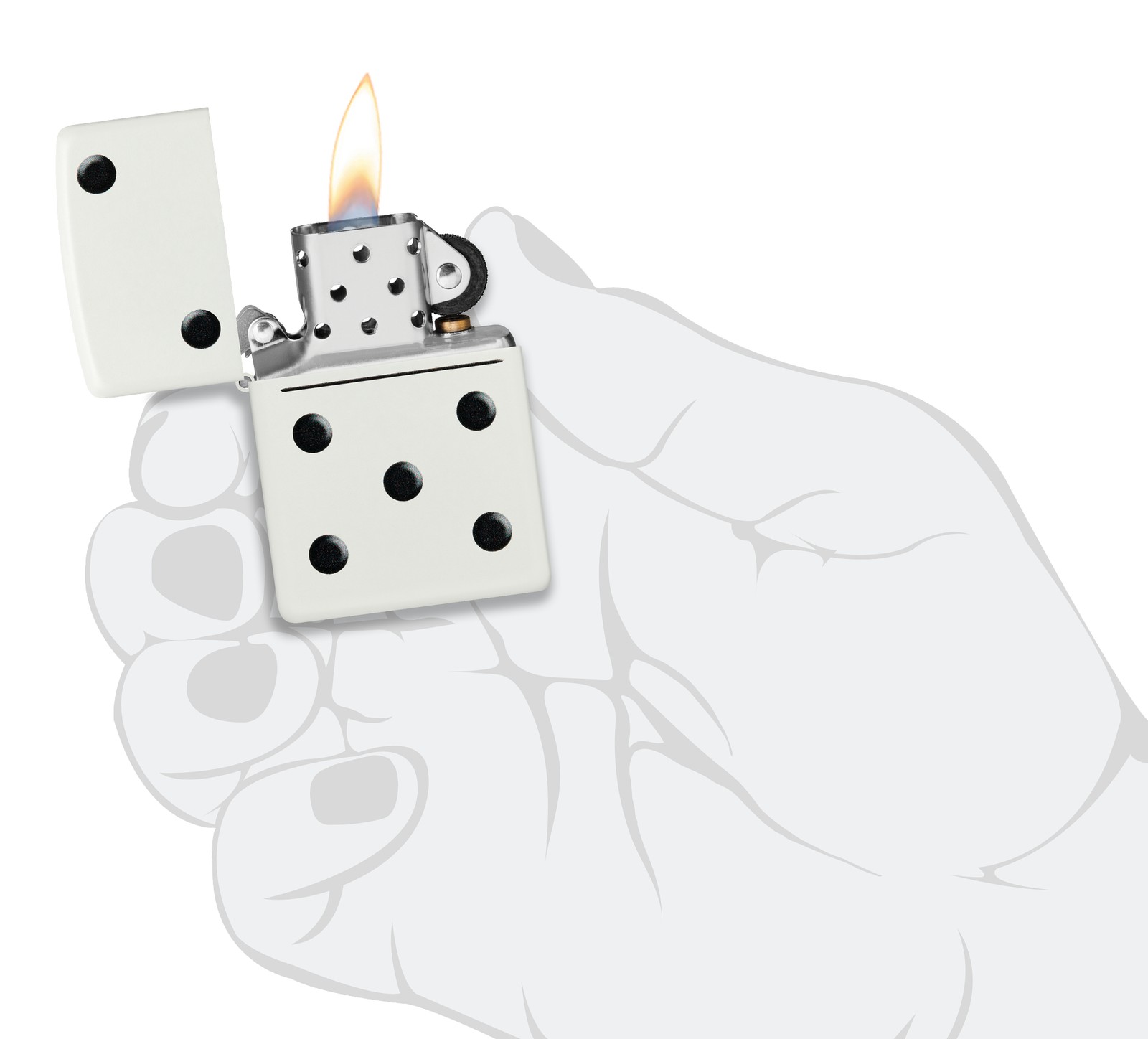 Zippo Domino Design White Matte Windproof Pocket Lighter, 46159