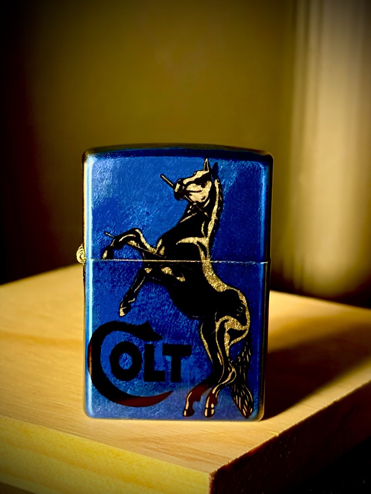 Blue & Gold Colt Zippo Lighter Collectable EDC