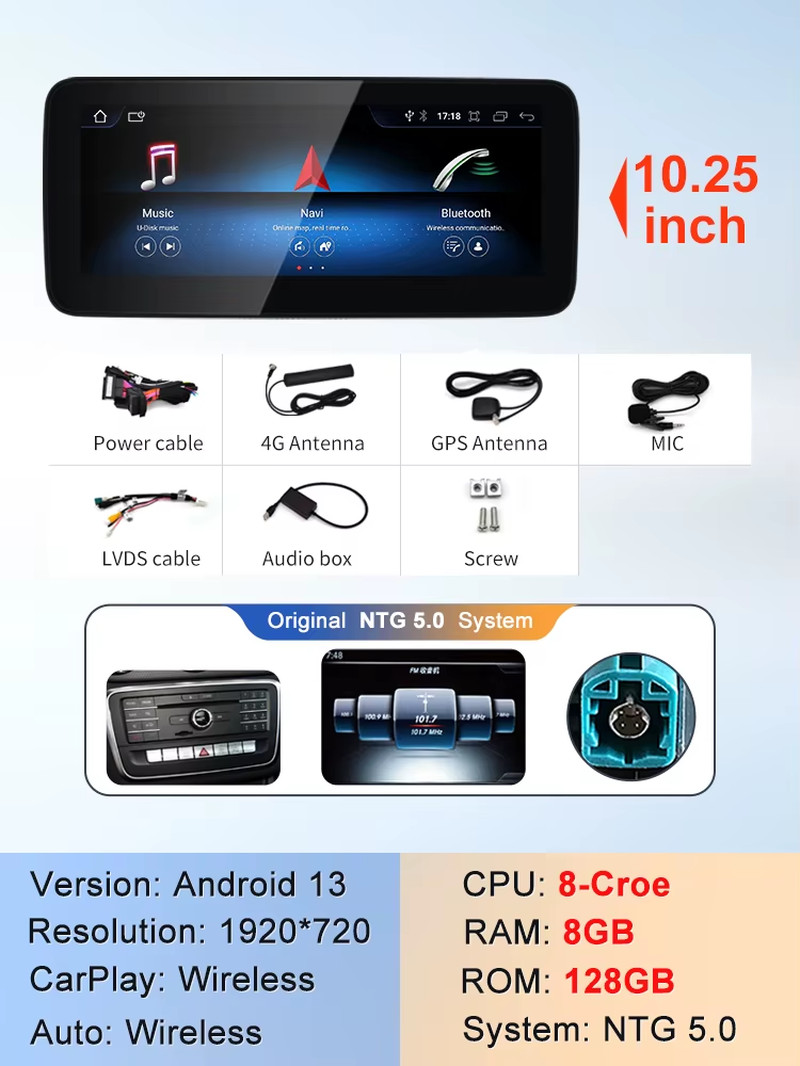 New Car Multimedia Wireless Android AUTO CarPlay 10.25inch 12.3inch Screen For M