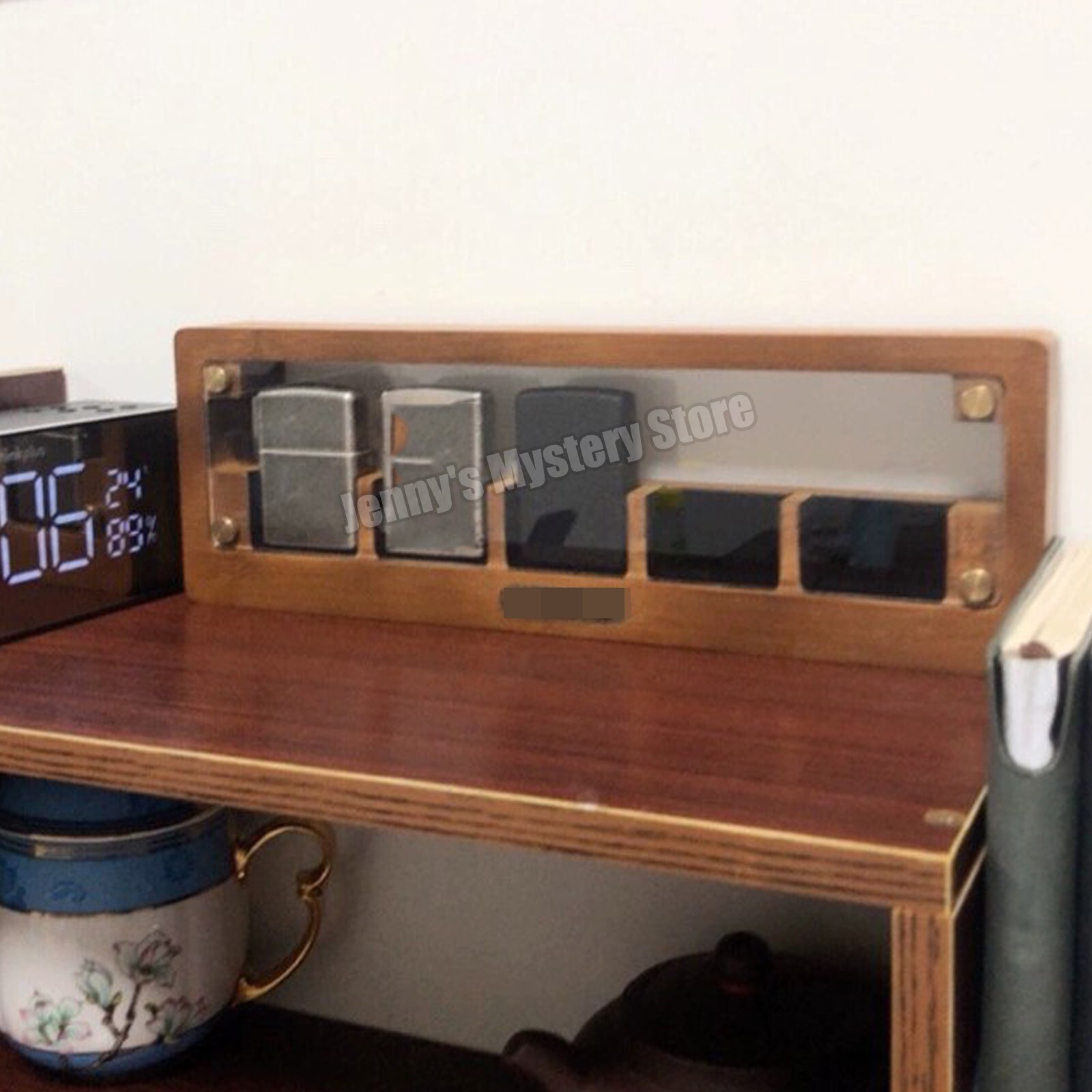 5 Slot Cherrywood Lighter Collection Display Case for Zippo Lighters
