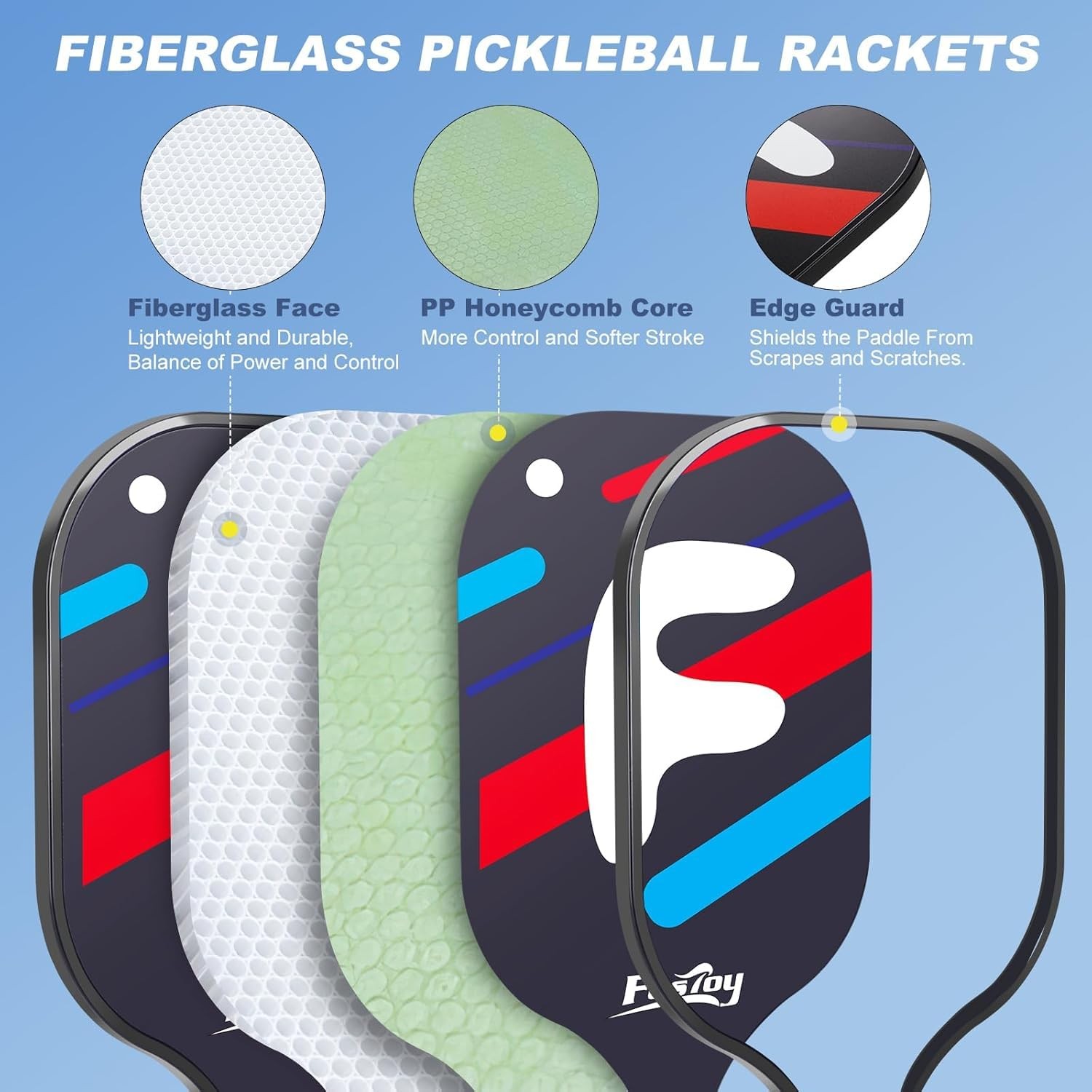 Fostoy Portable Pickleball Net Wheels 22ft 4 Paddles 6 Balls Carry Bag