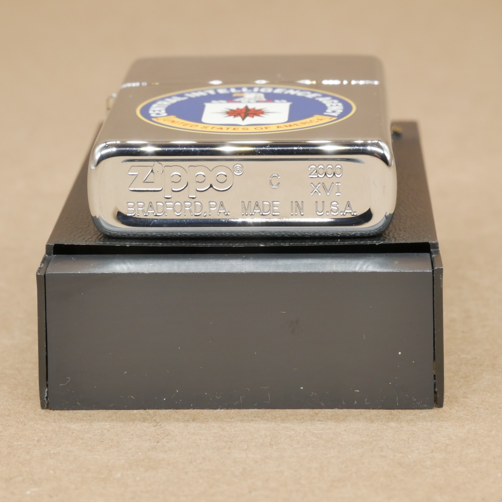 Rare Zippo CIA Central Intelligence Agency Lighter in Plastic Case