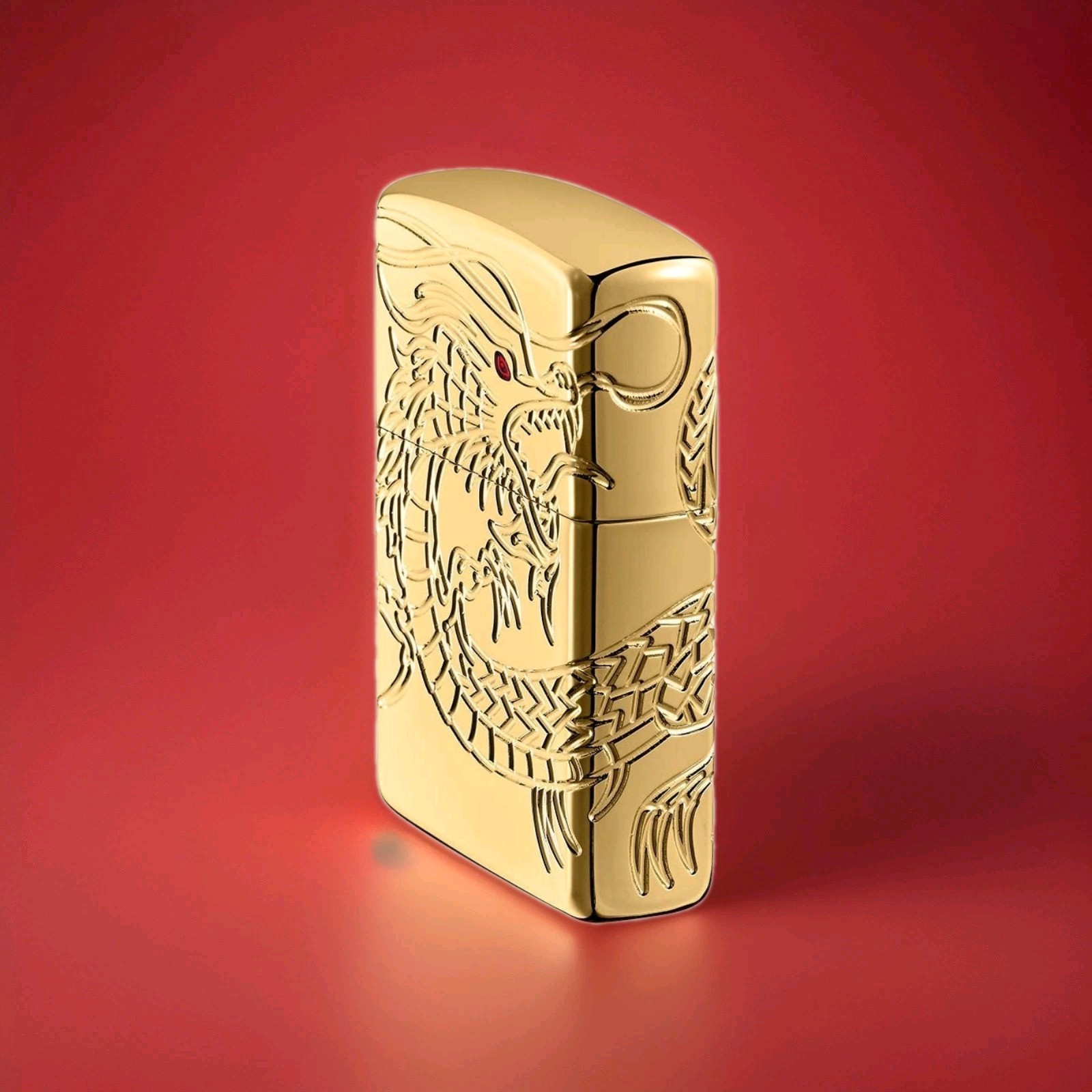 Zippo Lighter 29265 Chinese Dragon ARMOR 360⁰ MultiCut Engraving Gold Plated