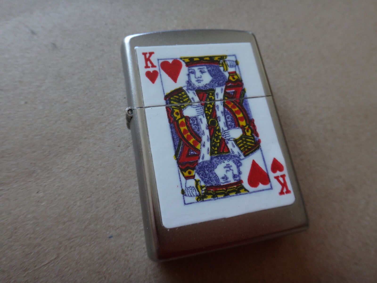 Year 2021 Satin Chrome Zippo Lighter KING OF HEART Decal Sticker (Never Used)