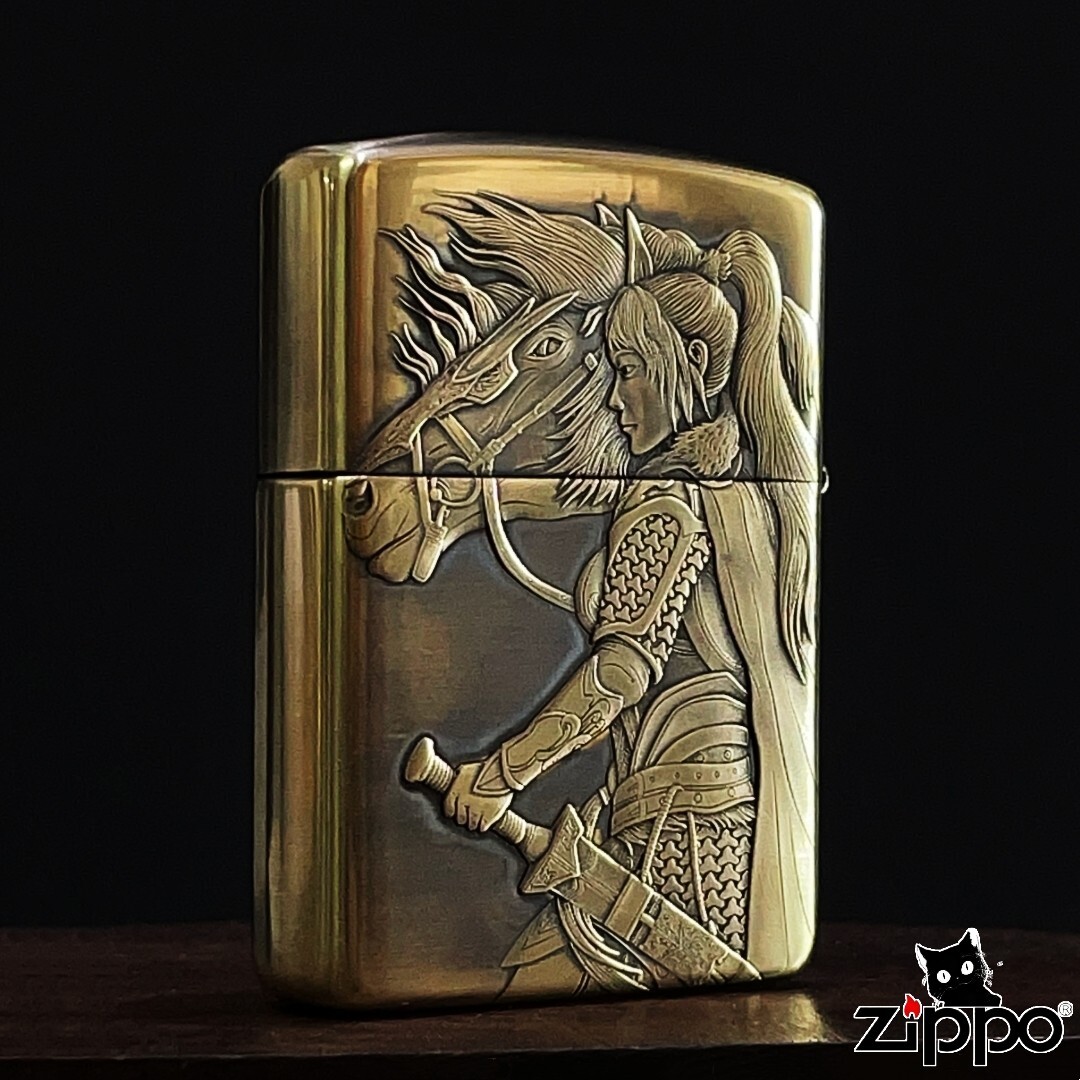 Mulan Zippo Lighter 3D Relief Pure Copper Armor Heroine Design Kerosene Gift