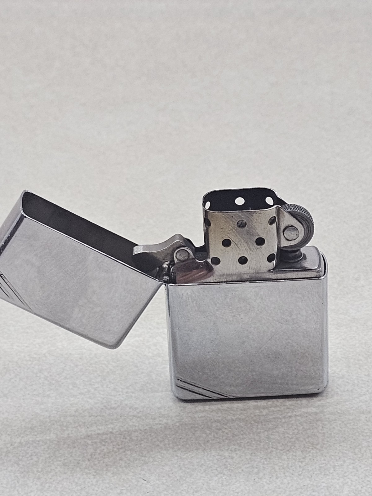 1997 Zippo Lighter XIII 1937 Replica Brushed Chrome Corner Slashes