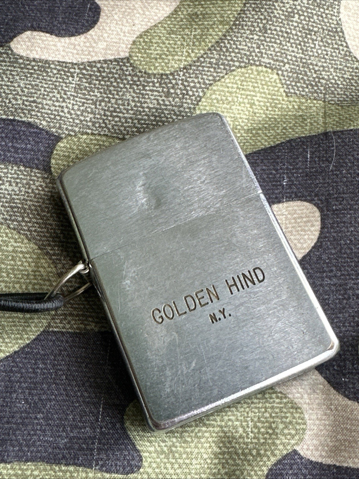 1958 Vintage Zippo Lighter – Golden Hind NY – Loss Proof – Brushed Chrome Finish