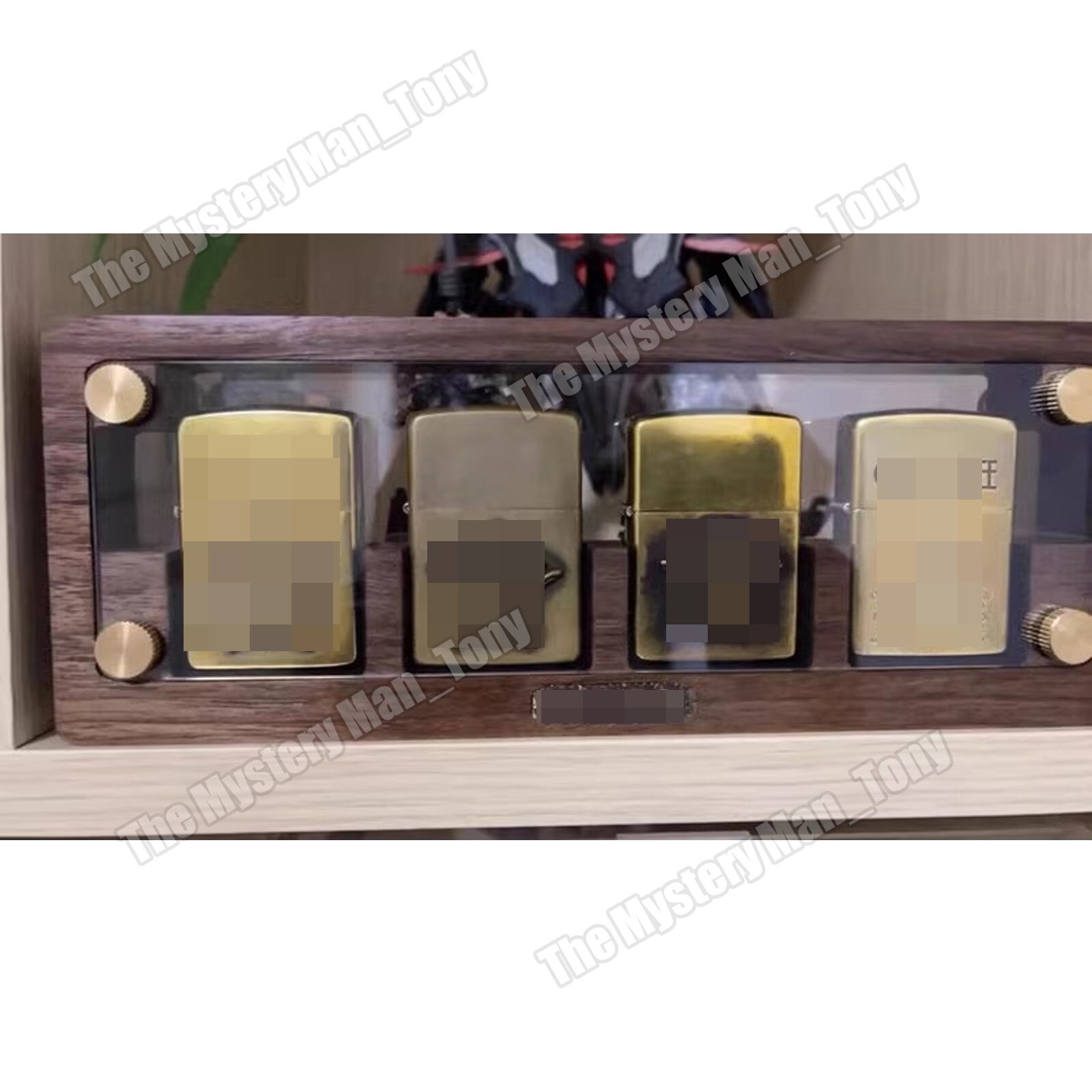 4 Slot Black Walnut Lighters Collection Display Case – for Zippo Lighters