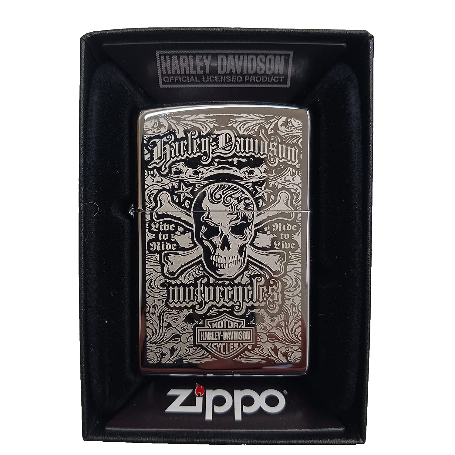 Zippo Harley-Davidson Logo & Skull High Polish Chrome 28229