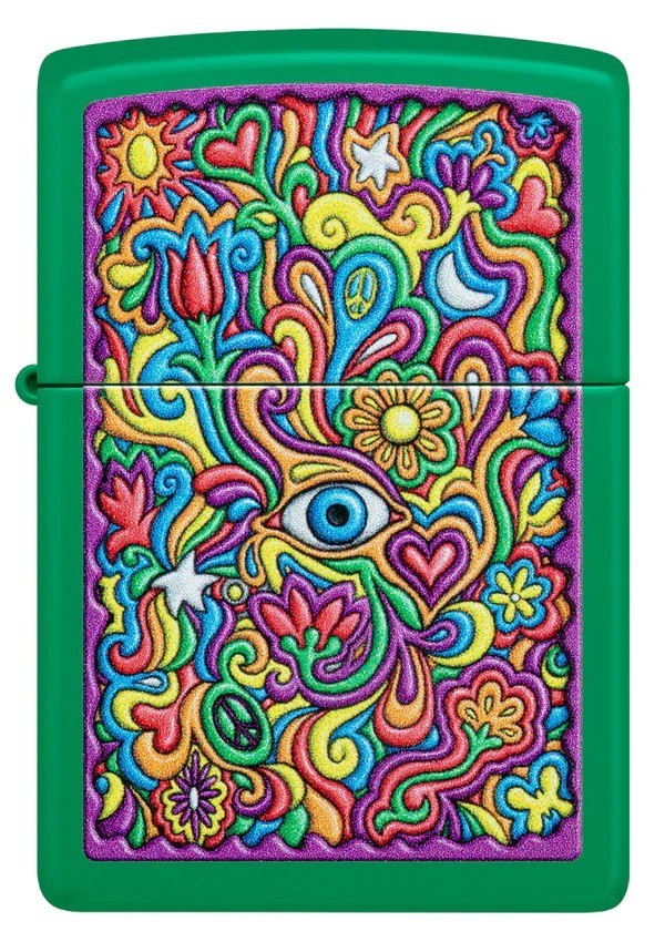 Zippo 48957 Trippy Design Green Matte Windproof Pocket Lighter New Psychedelic