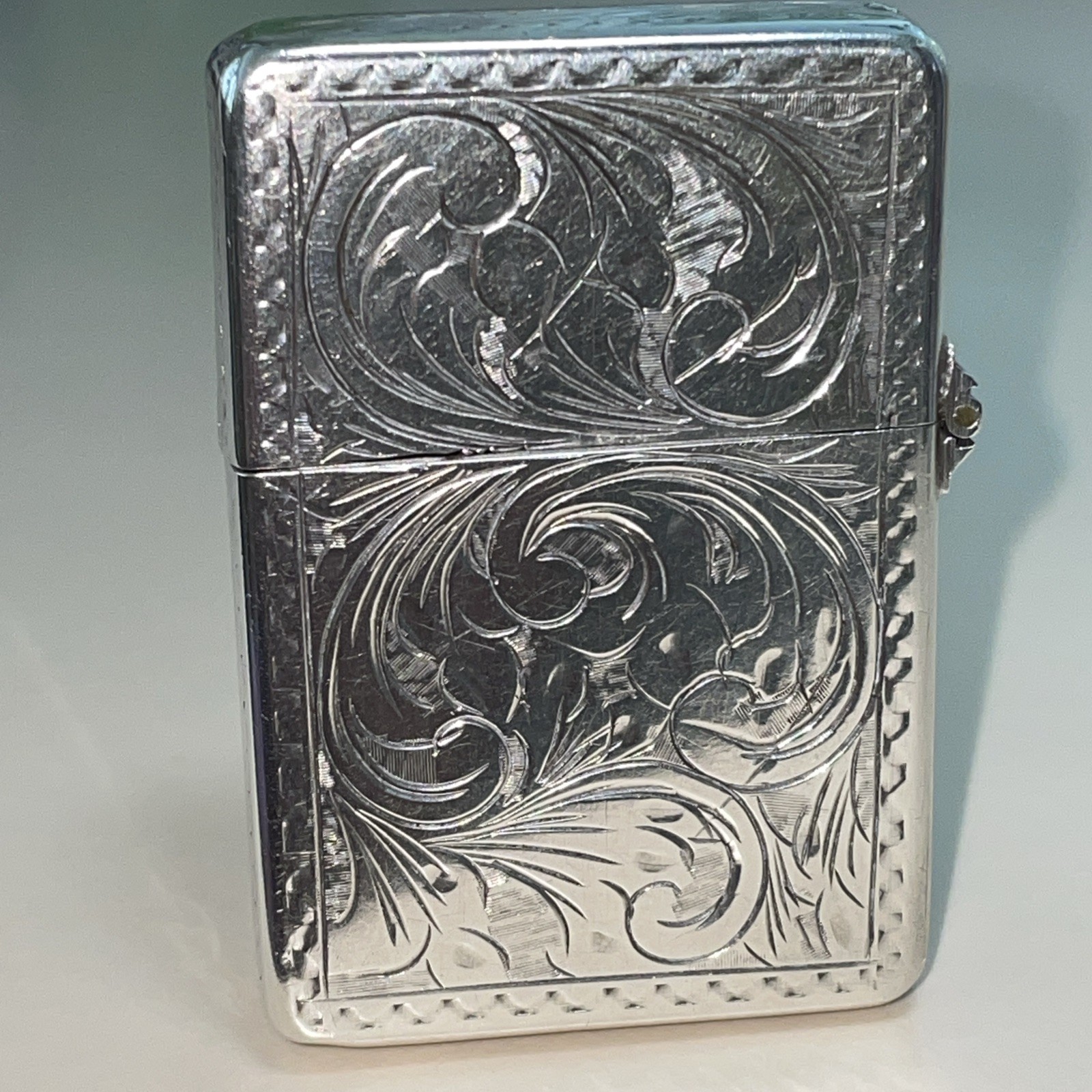 Sterling 800 Silver Edwardian Engraved Vintage Cigarette Lighter insert Zippo