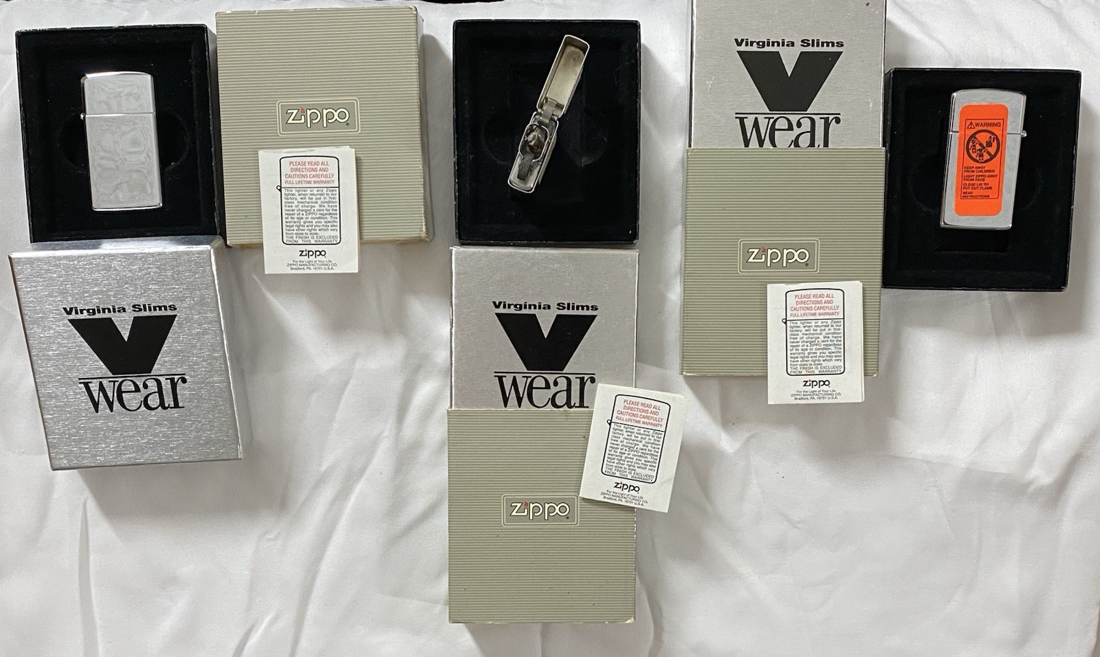 Vintage Zippo 1610 Virginia Slims Hi Polished Chrome Lighters Set Of 3 Or Single