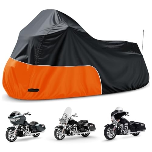 Motorcycle Cover Fits for Harley Davidson Road King Road 107″-Side Box Orange
