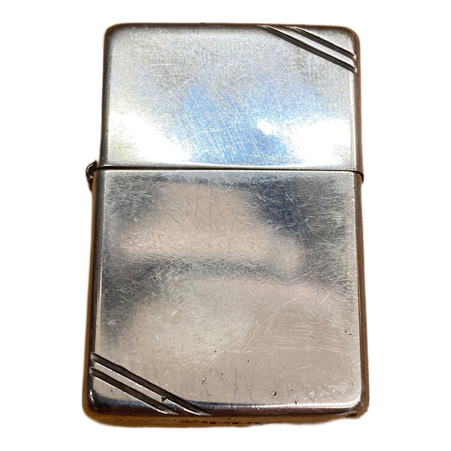 STERLING Zippo 2007 Corner Diagonal Line Design Sterling Silver Oil Lighter