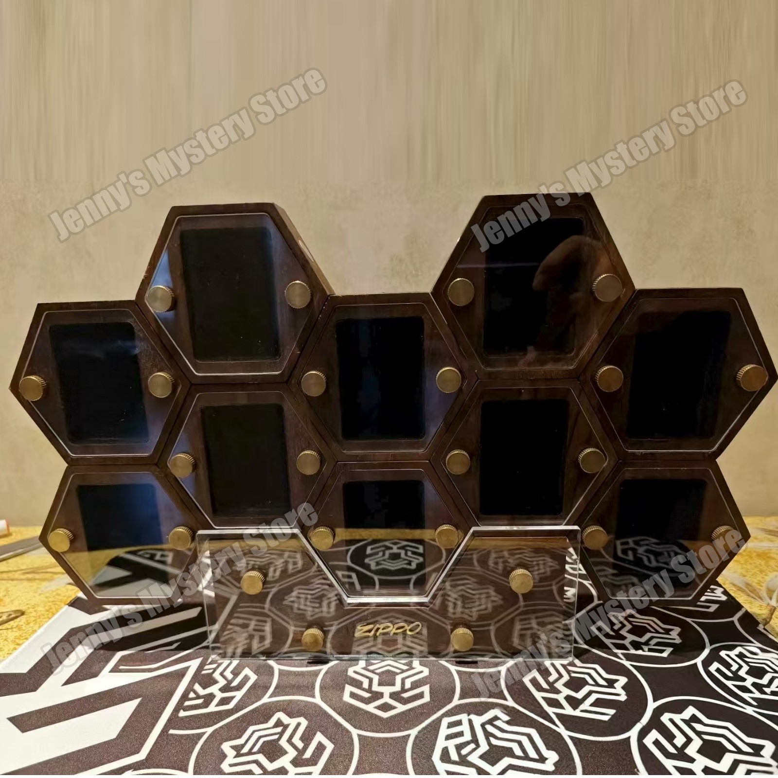 10 Slot Black Walnut Collection Display Case Storage Box for Zippo Lighters