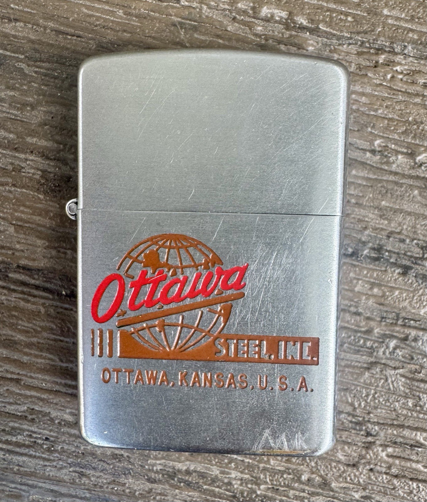 Vtg Ottawa Steel ZIPPO LIGHTER Advertising w/ Box Kansas