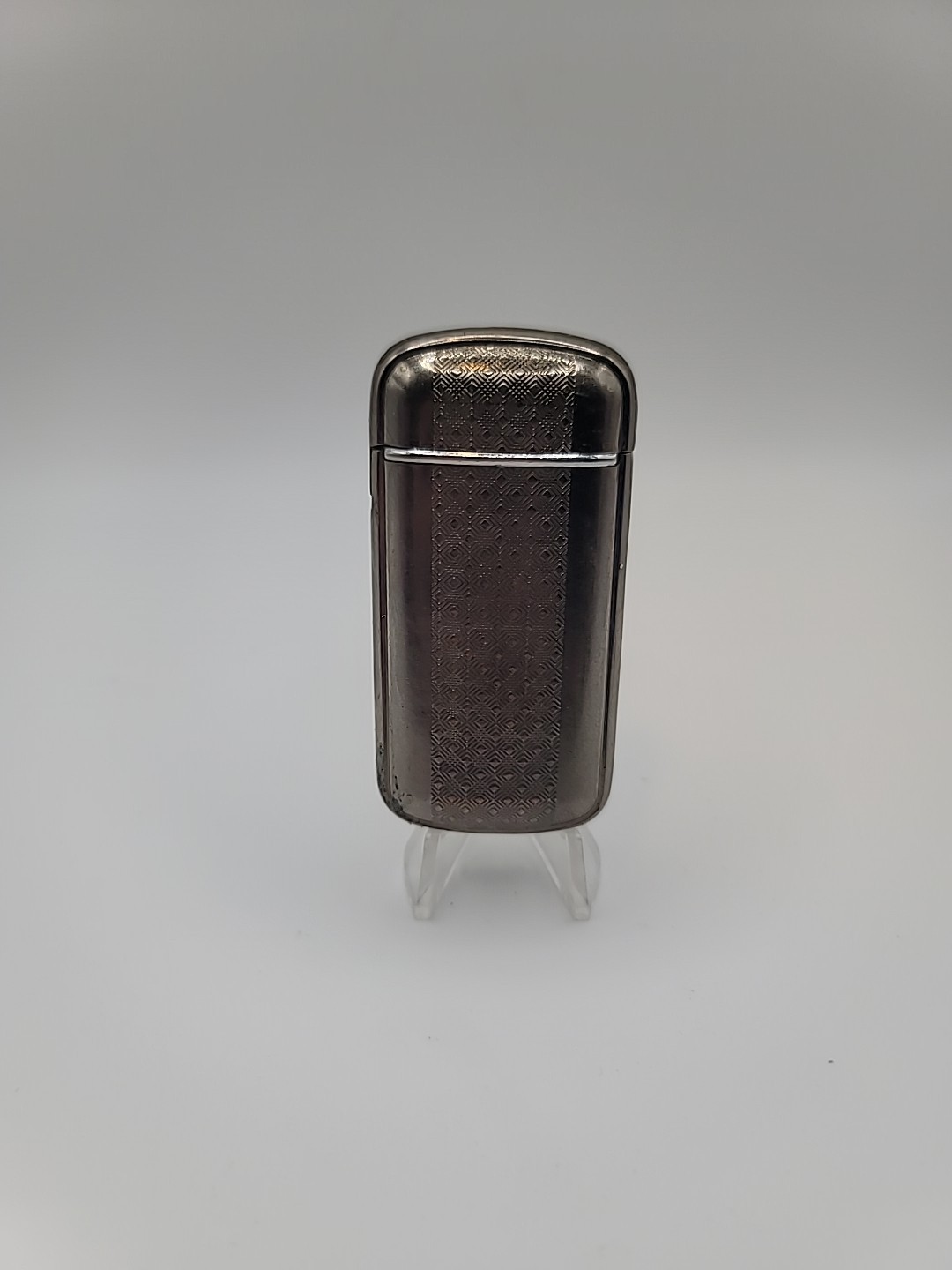 Vintage Silver-Tone Collectible Lighter with Textured Pattern Works