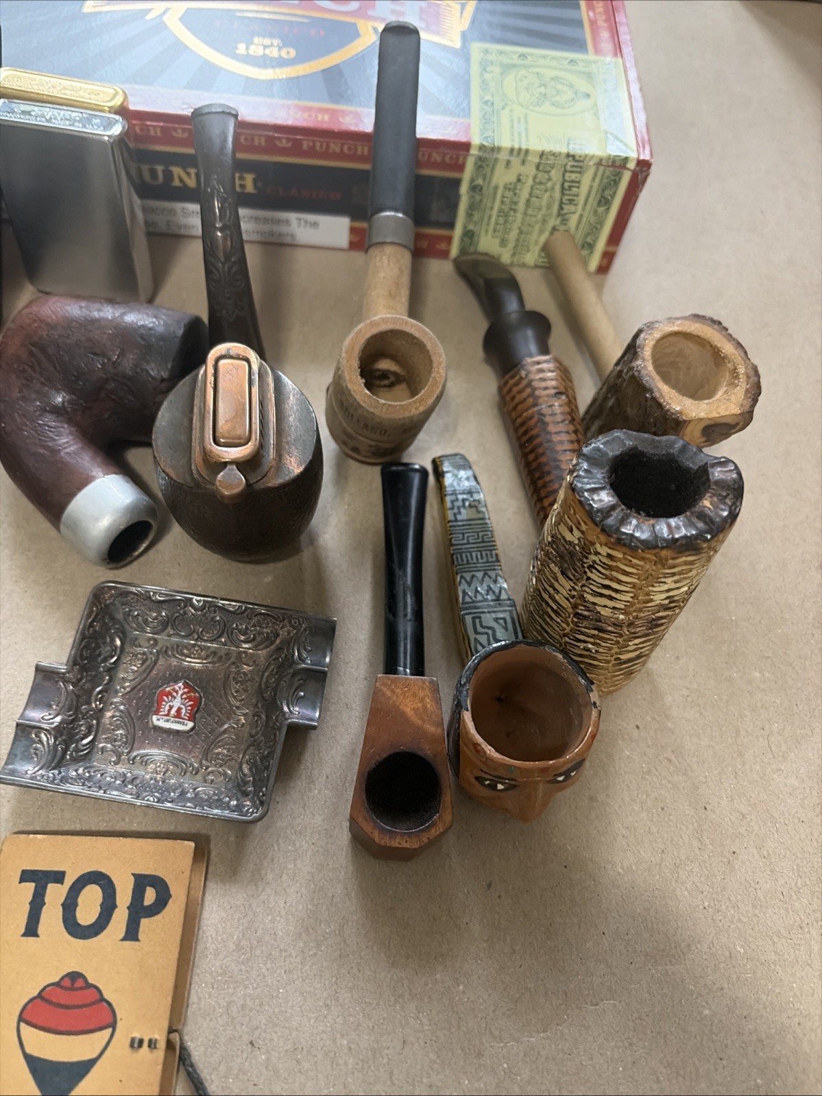 Vintage Tobacciana Lot Zippo + Pipes Matchbooks Tins Smoking Ephemera