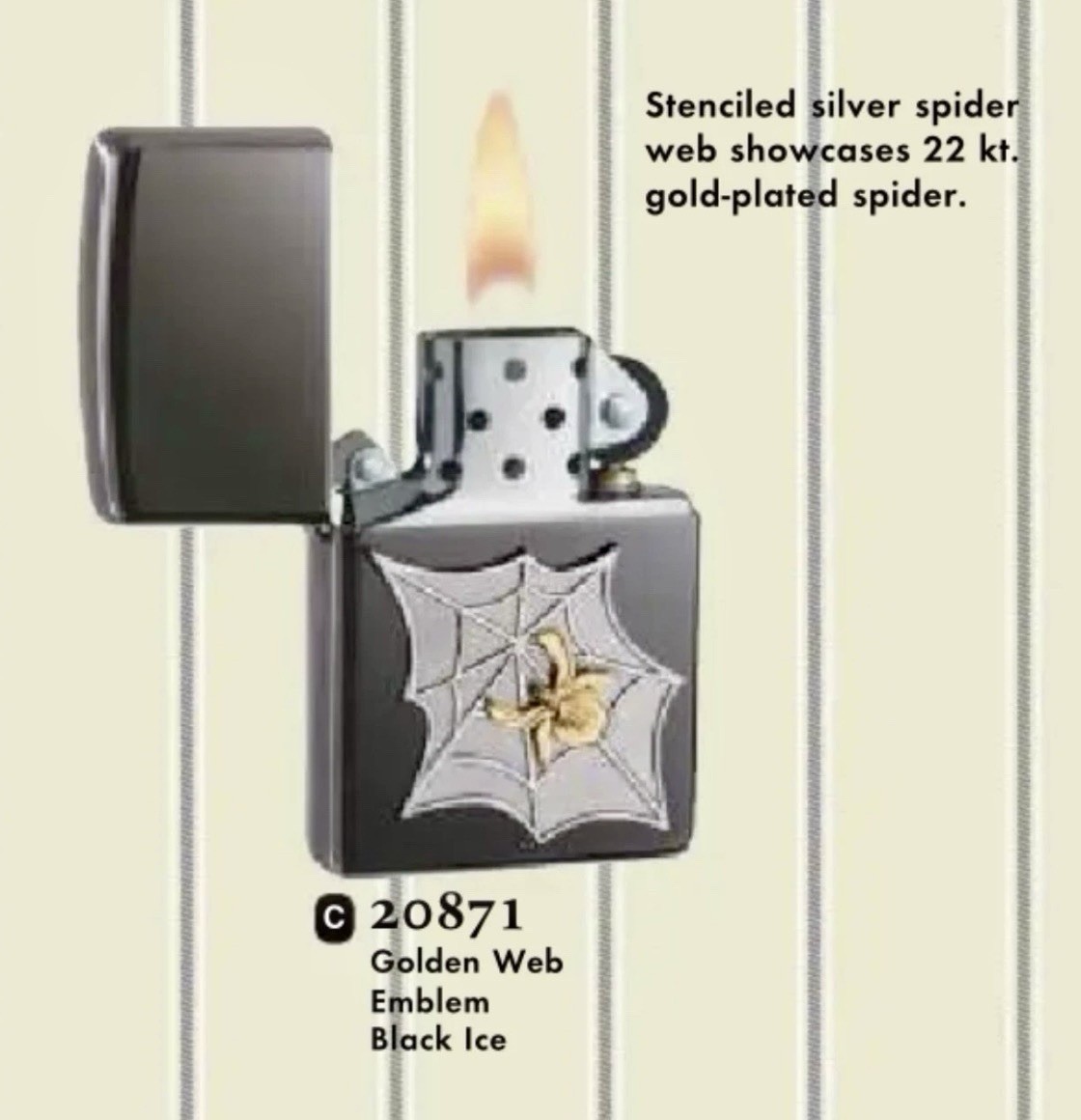 Genuine 22k Zippo 3D Gold Lighter 3D Silver Spider Web Black Ice Sealed MIB