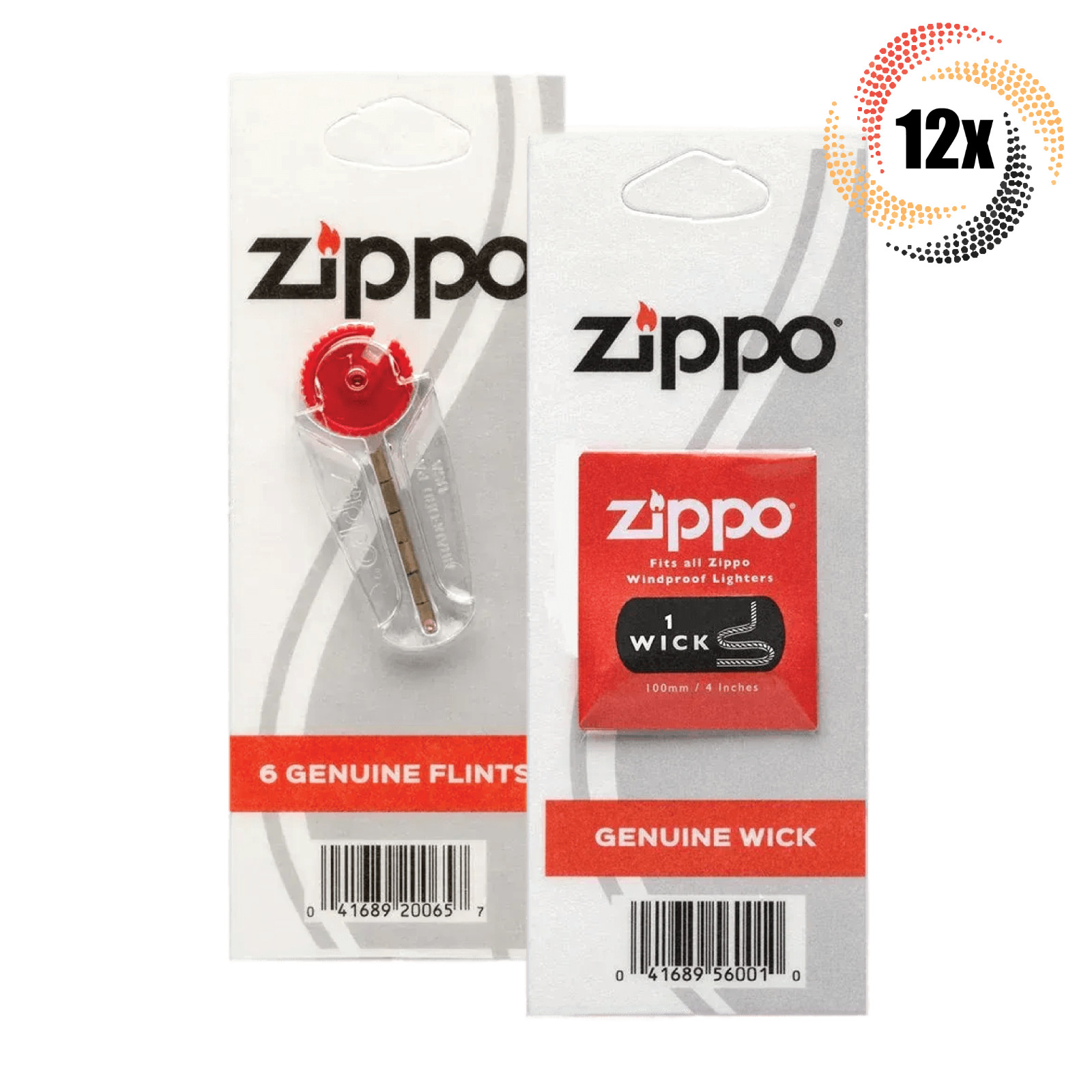 12x Packs Zippo Lighter Genuine Flints & Wicks Variety Bundle | 6 Packs Of Each