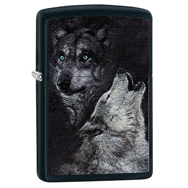Zippo Lighter Wolves Howling Regular Size Black Matt Windproof Lighter Rare