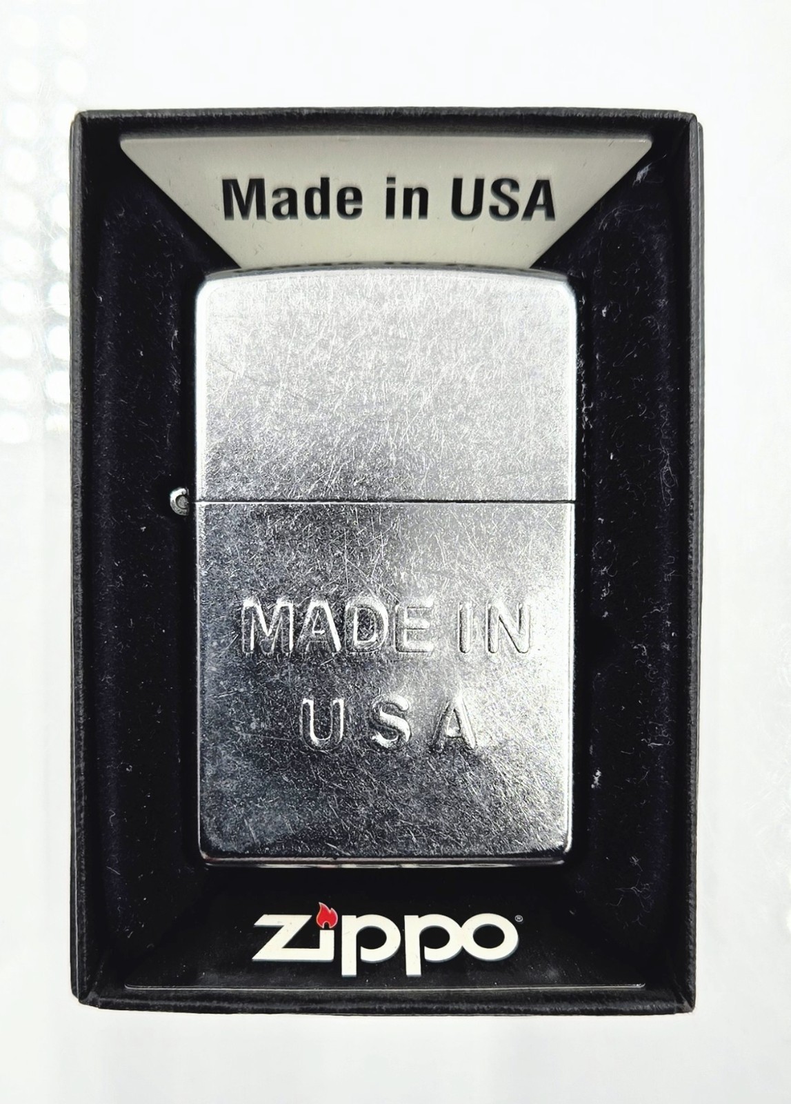 Zippo G 13 Made in USA Street Chrome Lighter NOS Unfired Orange Sticker NIB