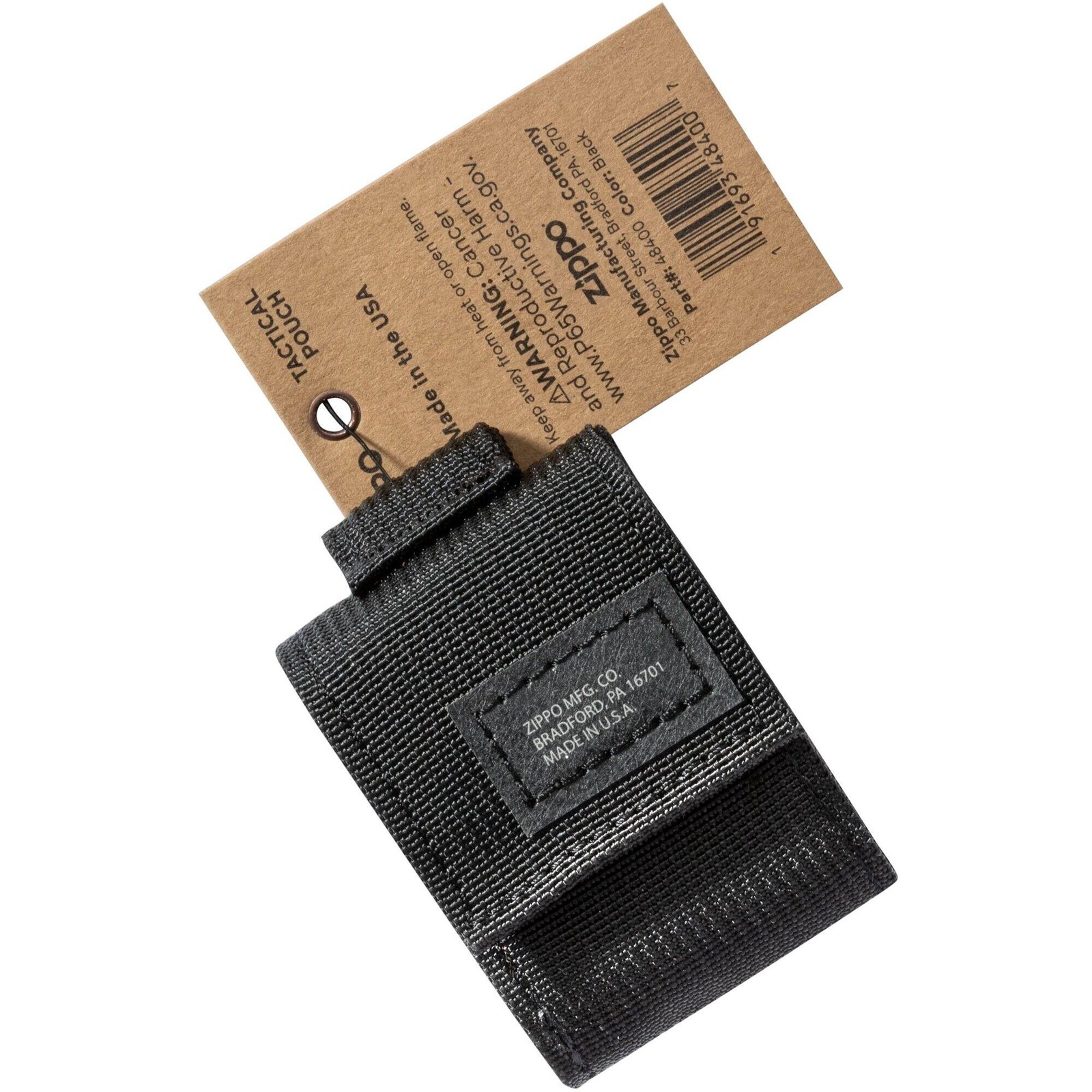 Zippo Lighter Pouch Black Tactical Nylon Hook and Loop Closure 48400