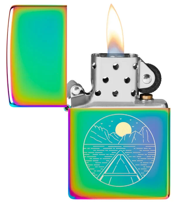 Zippo 46698, Moon & Canoe Laser 2-Tone Design Lighter, Multi-Color Finish, NEW