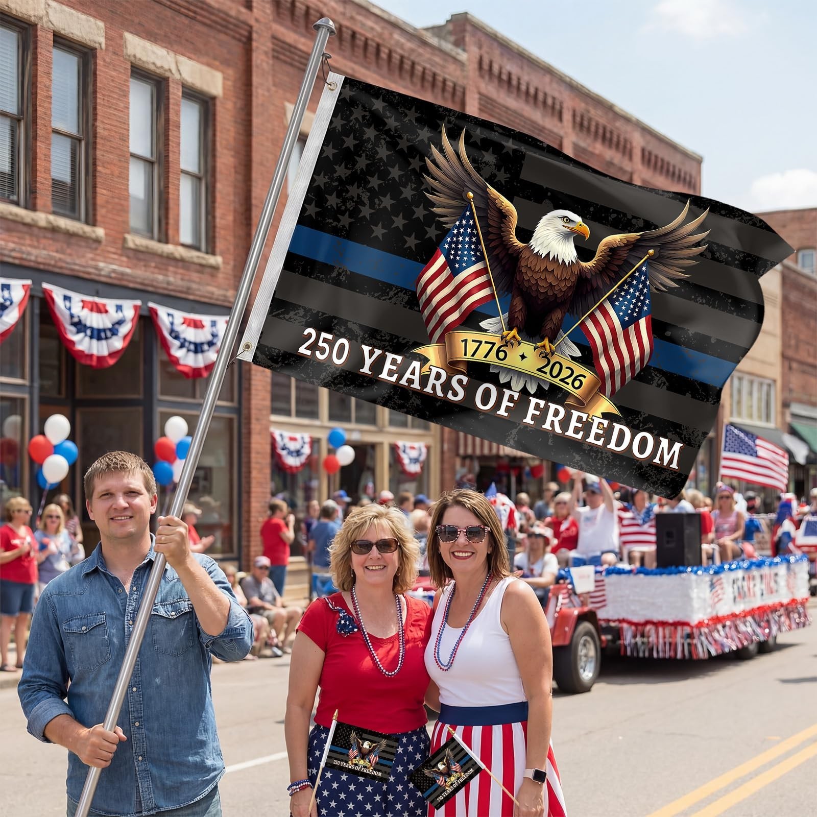 3Pcs 250th anniversary usa Flag 3×5（Includes two hand-waving flags）