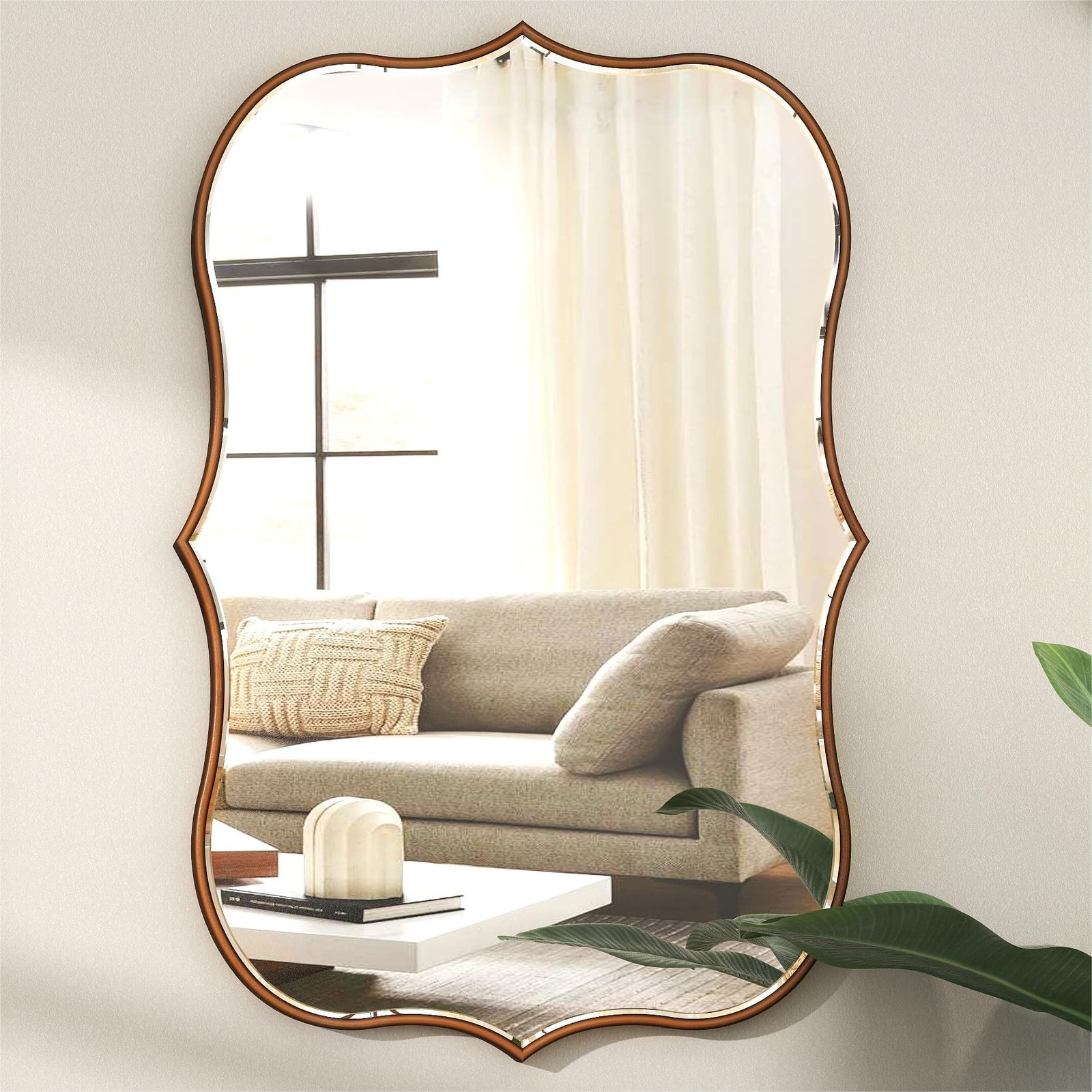 SHYFOY Antique Gold Mirrors for Wall Decor Decorative Wall Mirror Large 25″ L…