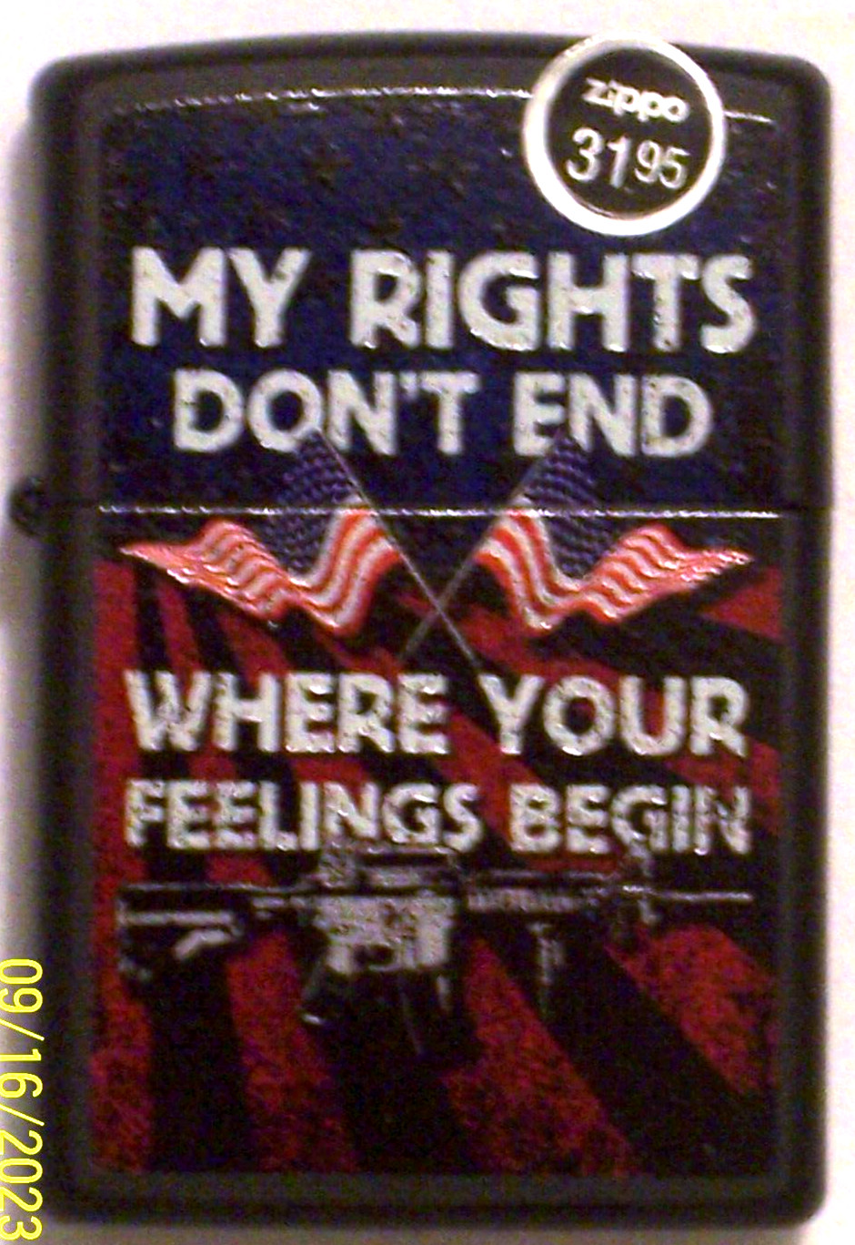 New US Windproof Zippo Lighter 855944 Rights Don’t End Where Your Feelings Begin