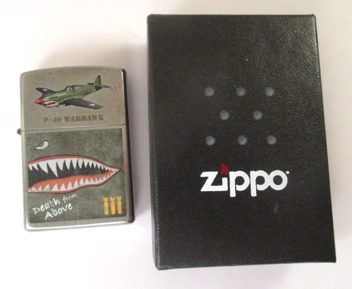 2023 P-40 WARHAWK DEATH FROM ABOVE ZIPPO LIGHTER in BOX NEVER LIT