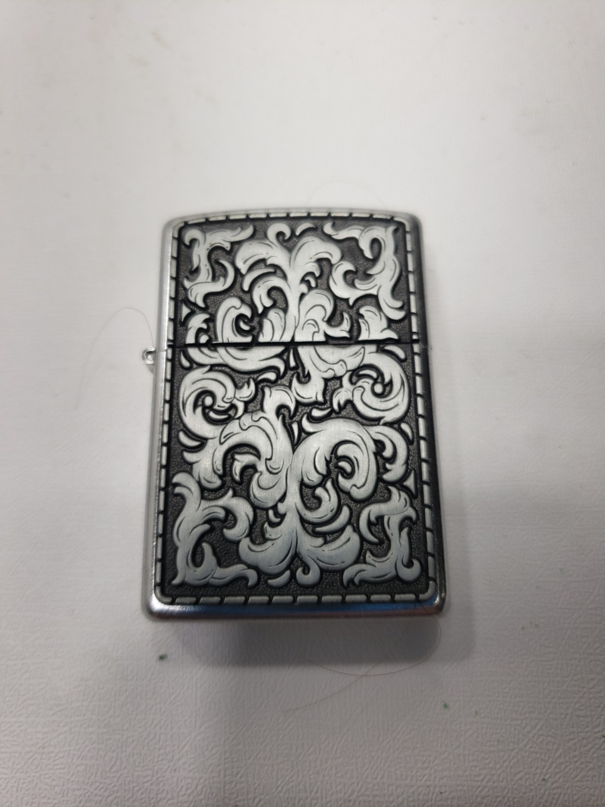 Zippo Lighter 2002 Floral Scroll Engraved Chrome w/ Original Box Bradford PA USA