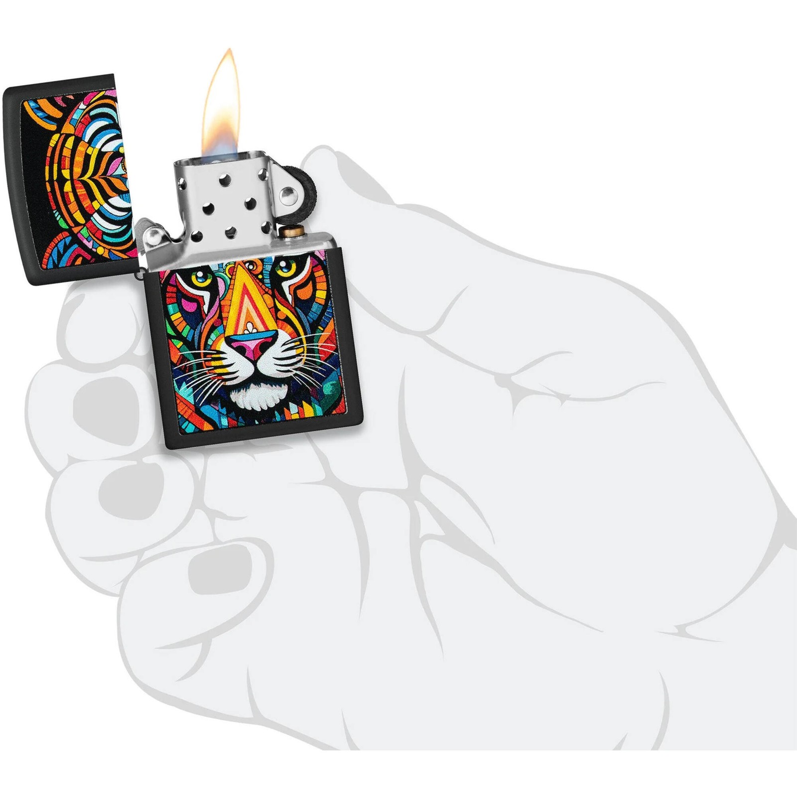 Zippo Windproof Lighter Tiger Stripes Design Classic Black Matte Finish 46235