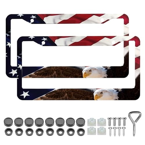 American Flag Eagle License Plate Frame Holder – 2 Pack American Flag Eagle B