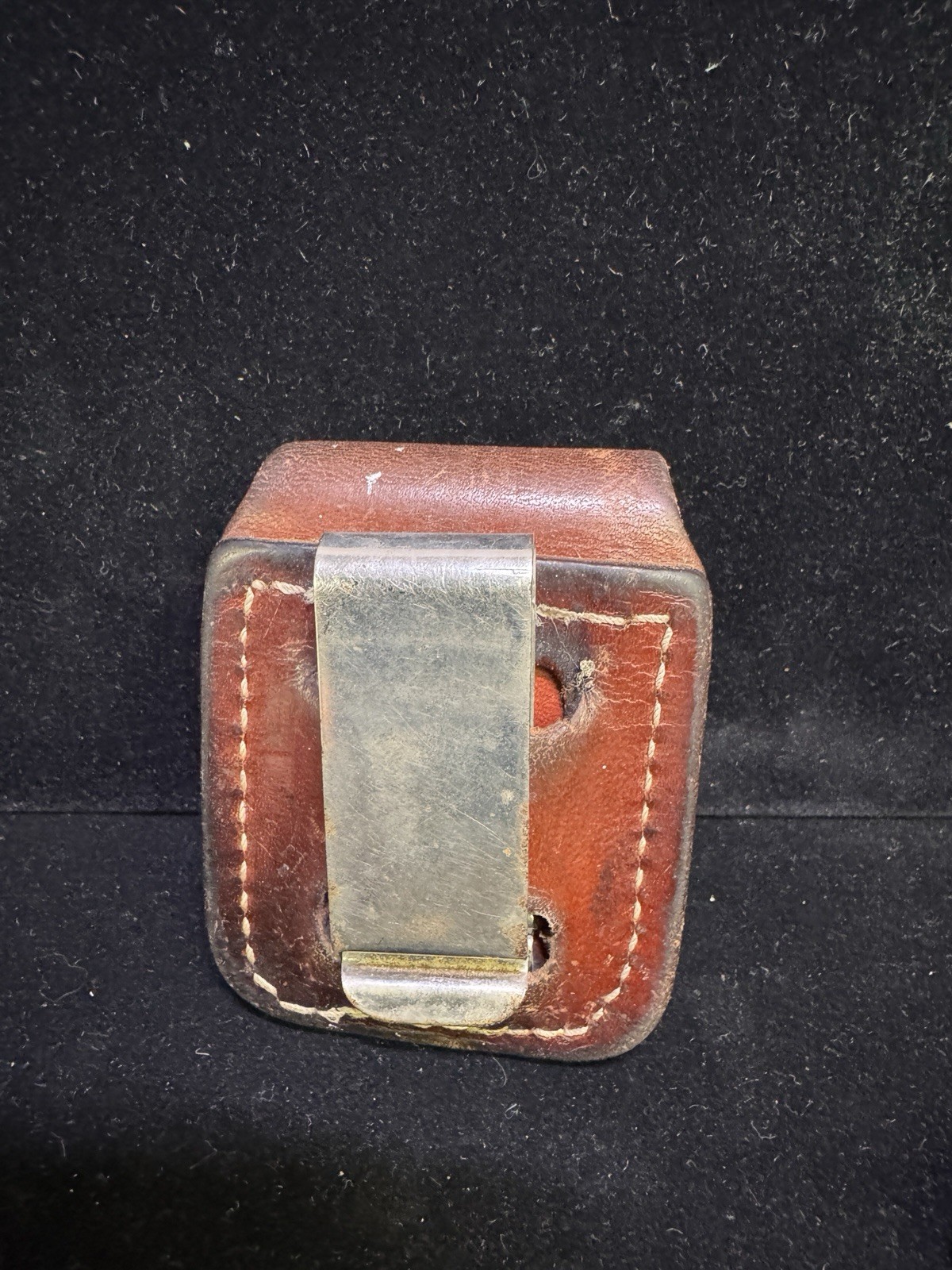 Zippo vintage Lighter K XII Black with brown leather belt holder USA tobacco