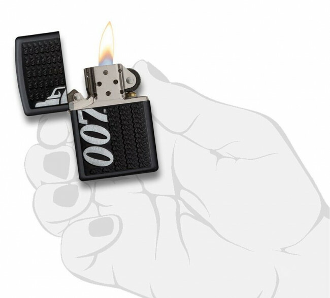 New Zippo Unisex Lighter James Bond 007 Gun Logo Black Matt Windproof RARE