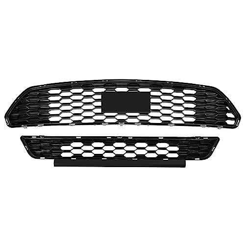 Front Upper+Lower Bumper Grille Compatible with 2015 Front Upper+Lower Grille