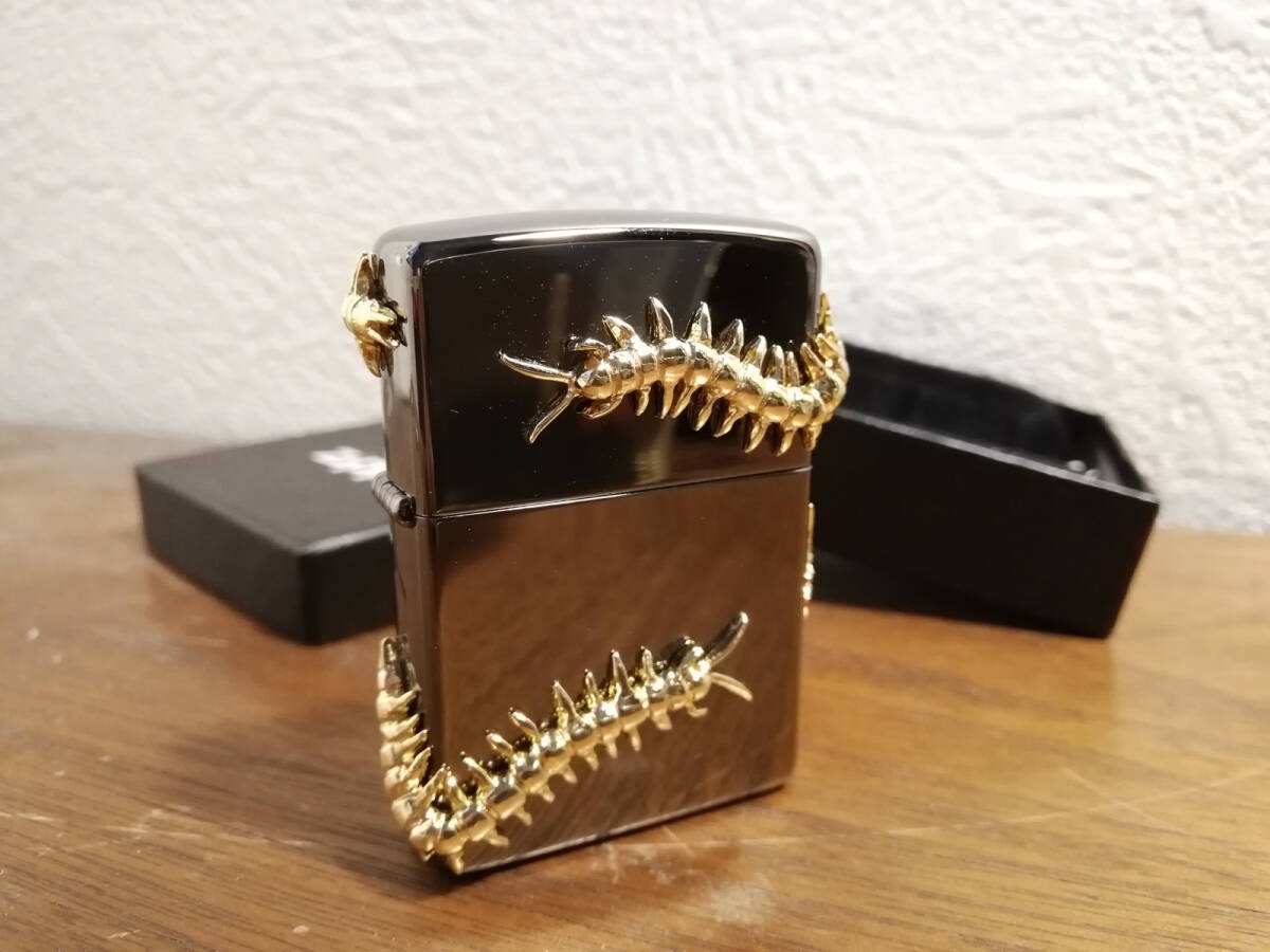 Zippo Gold Centipede 4 Sided Metal Gold GD centipede Rare Dead Made in 2009